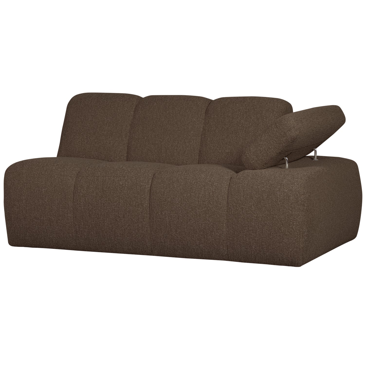 Sofa modułowa MOJO - element 1,5-osobowy prawostronny ciemnobrązowy bouclé