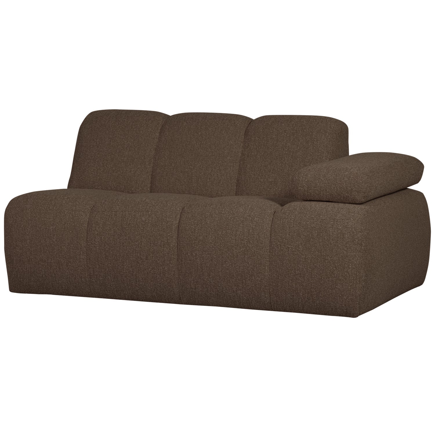 Sofa modułowa MOJO - element 1,5-osobowy prawostronny ciemnobrązowy bouclé