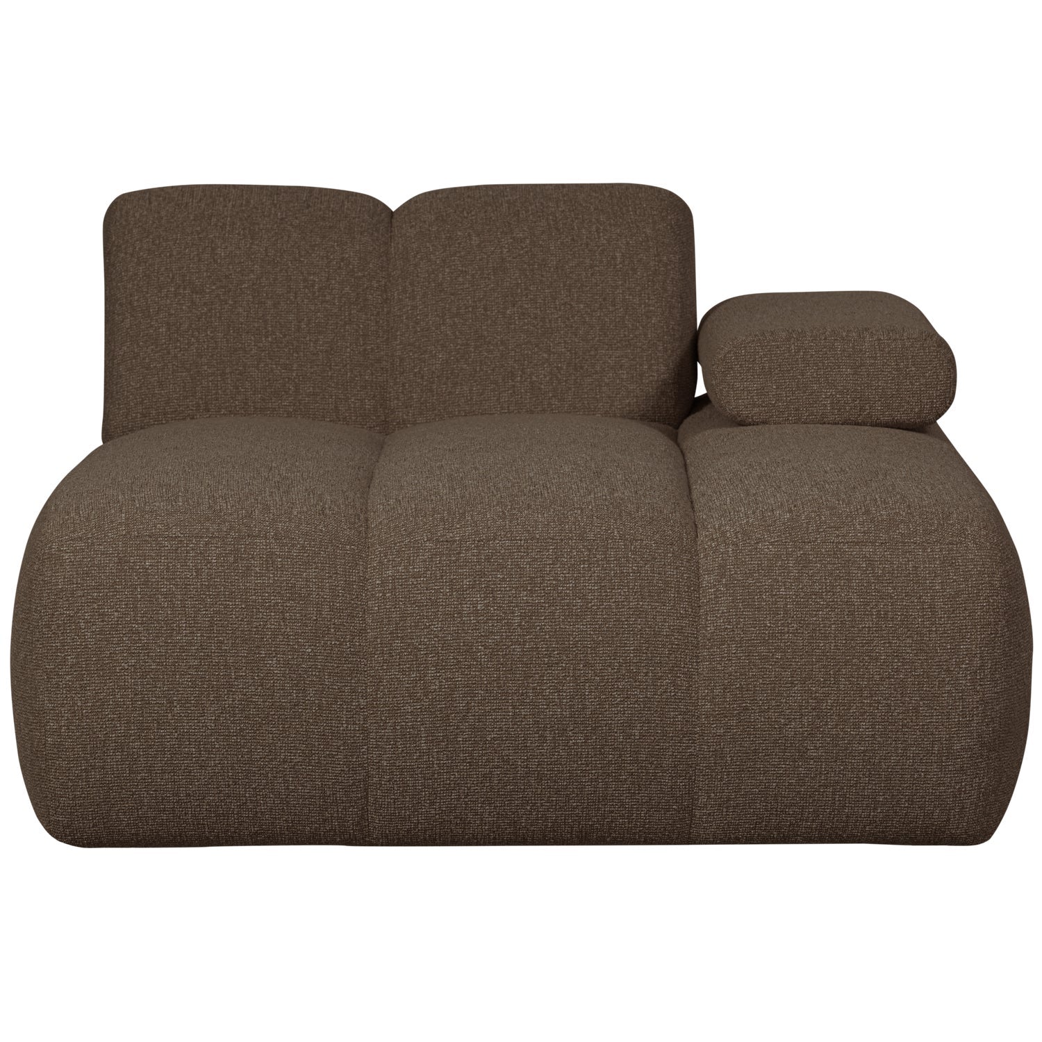 Sofa modułowa MOJO - szezlong prawostronny ciemnobrązowy bouclé