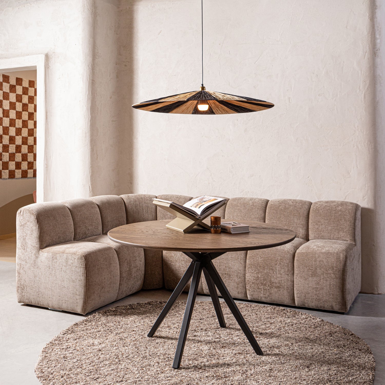 Modulares Sofa MOJO BENCH - Element für 3 Personen in honigfarbenem Schafsfell