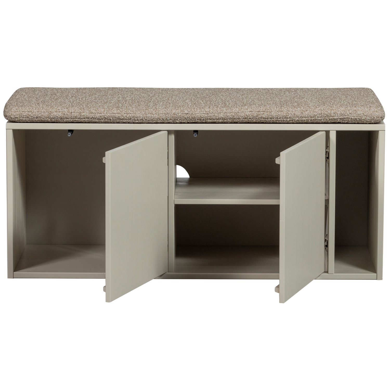 Sitzbank SETTLE mit gepolstertem Sitz in grau-beige