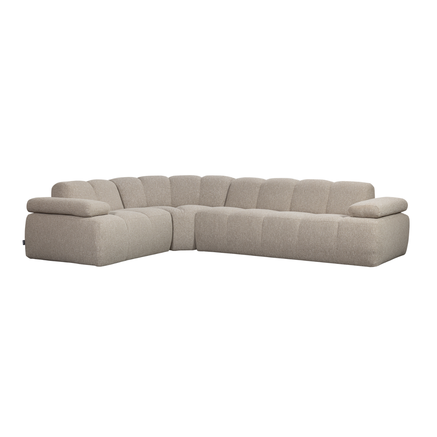 Left-facing modular sofa for 6 people MOJO sand mélange boucle