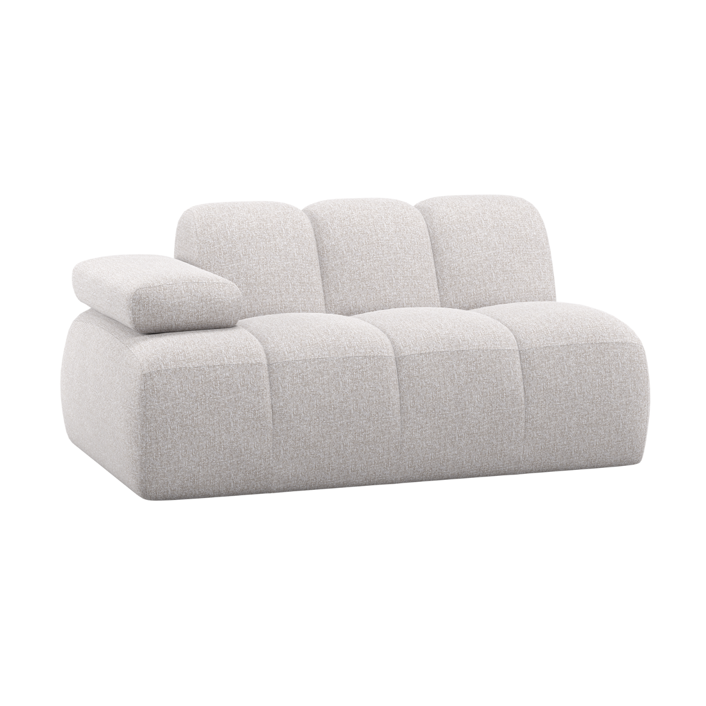 Modulares Sofa MOJO - 1,5-sitziges Element linksseitig in Ecru Bouclé