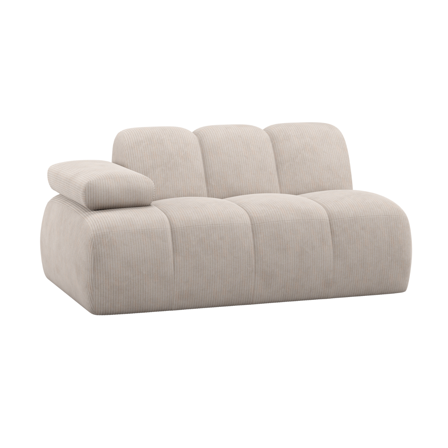 Modulares Sofa MOJO - 1,5-sitziges, linksseitiges Element in Ecru Cord