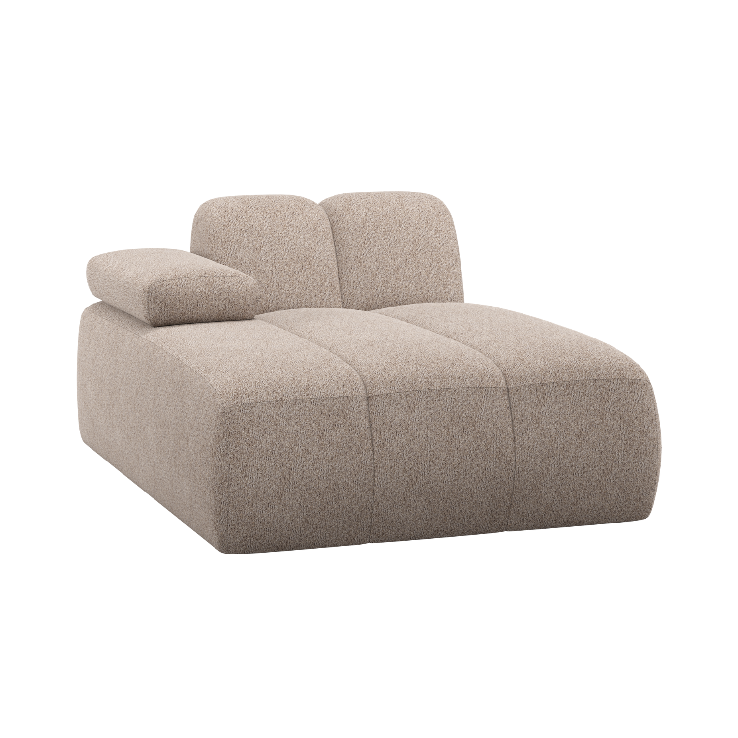 Modulares Sofa MOJO - linksseitiger Chaiselongue in sandfarbenem Schafsfell