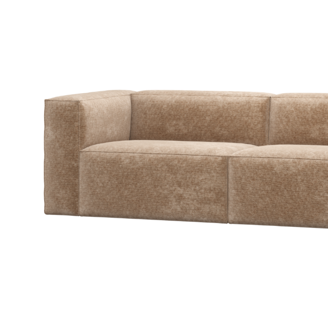 3.5-Seater Sofa BEAN in Pale Pink Chenille