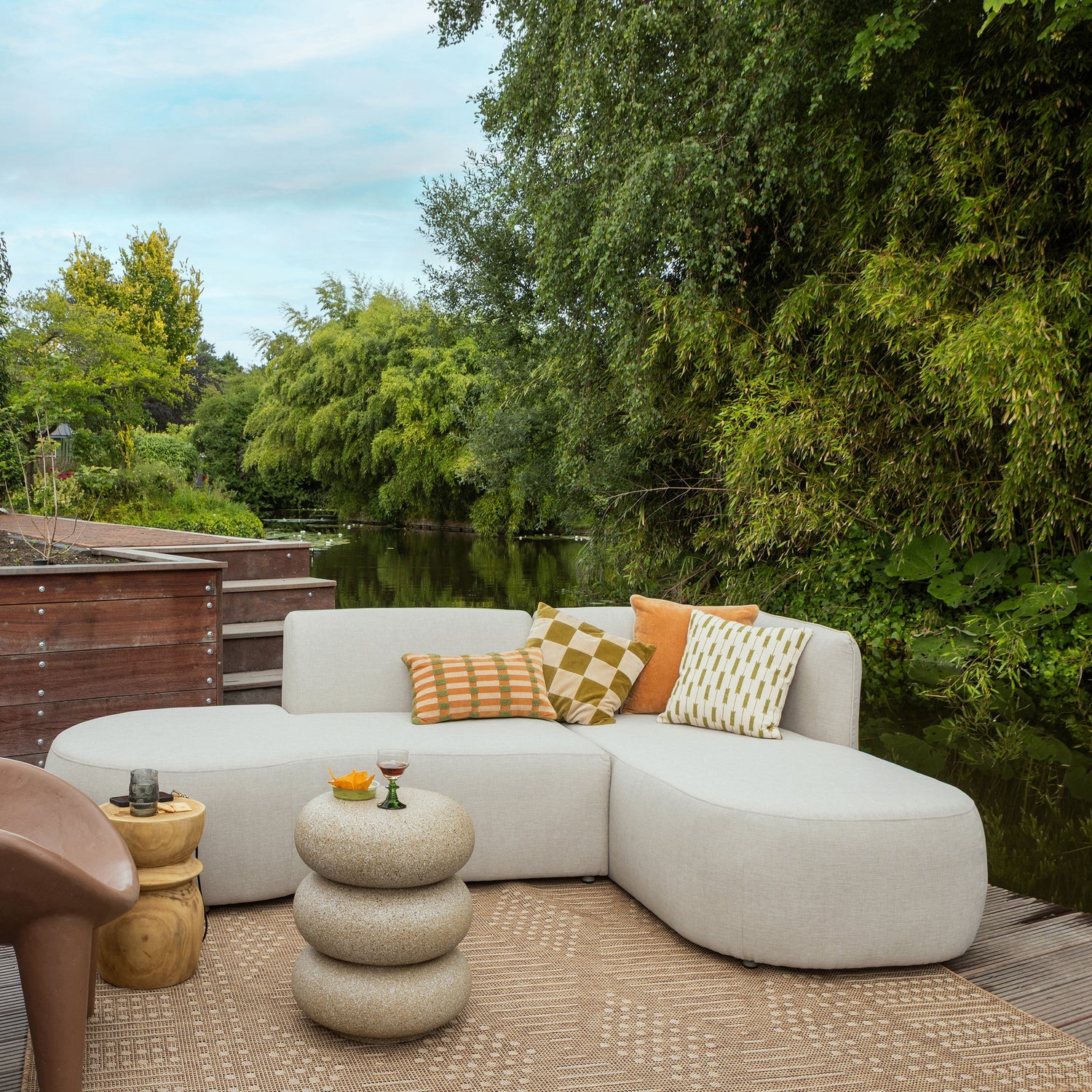 Narożnik ogrodowy prawostronny CHIOS beżowy