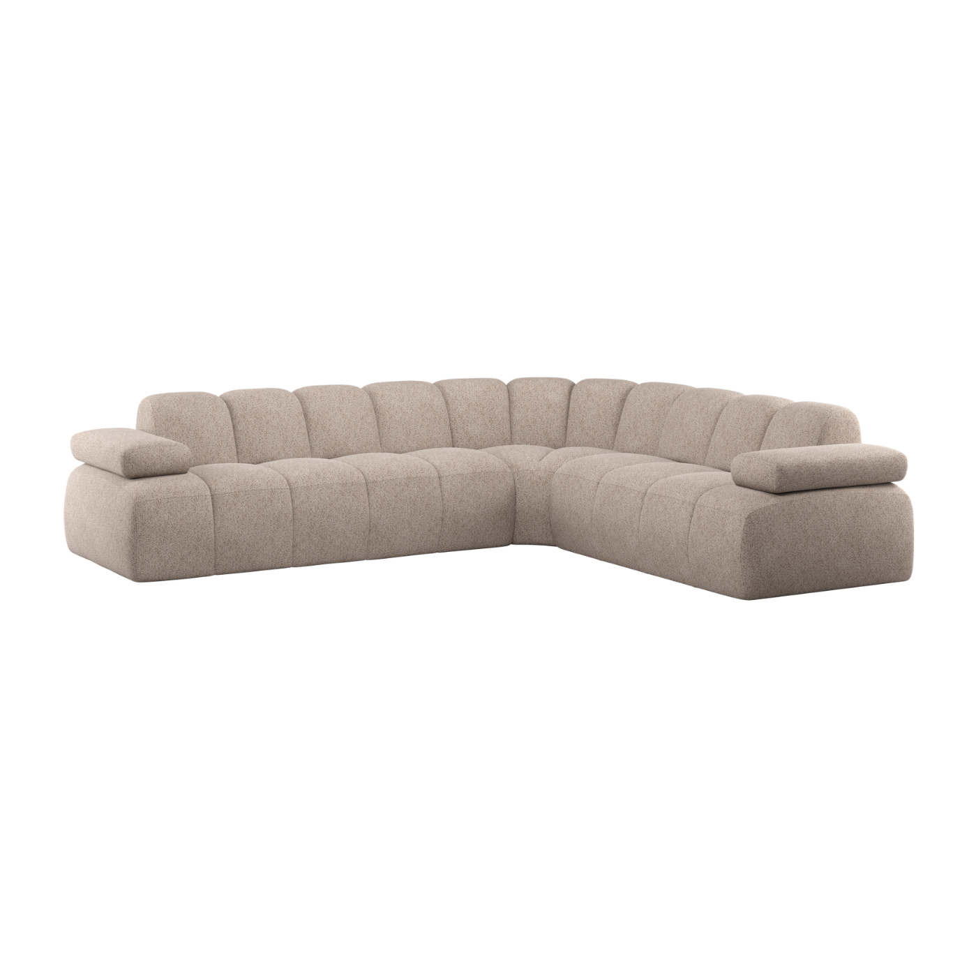 Right-facing modular sofa for 6 people MOJO sand lambskin