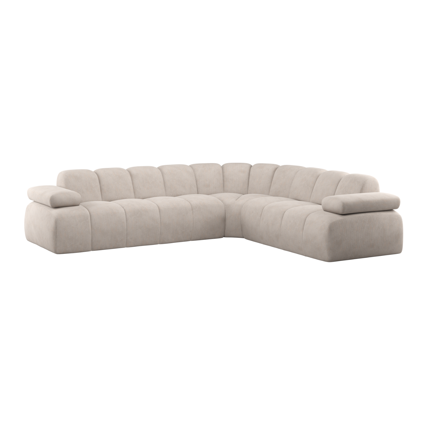 Right-facing modular sofa for 6 people MOJO ecru corduroy