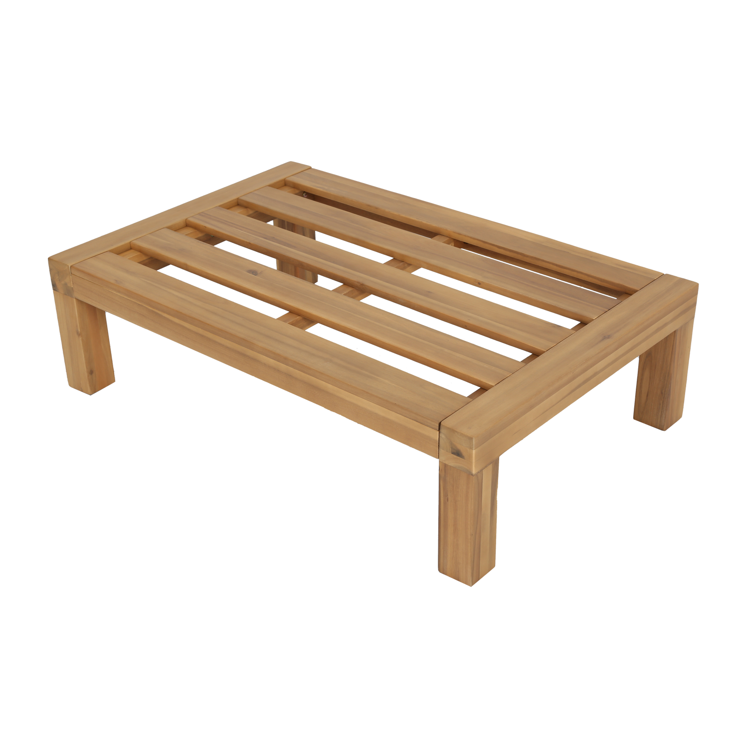 Puff für den Außenbereich RELAX beige mit Akazienbasis