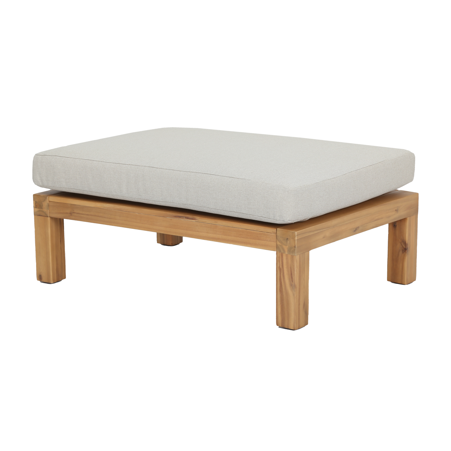 Puff für den Außenbereich RELAX beige mit Akazienbasis