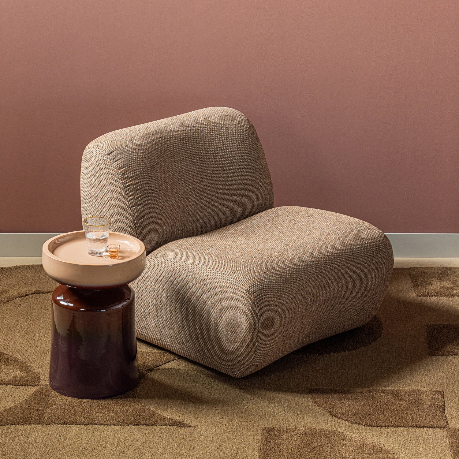 Beistelltisch TUMO dunkelviolett mit beige