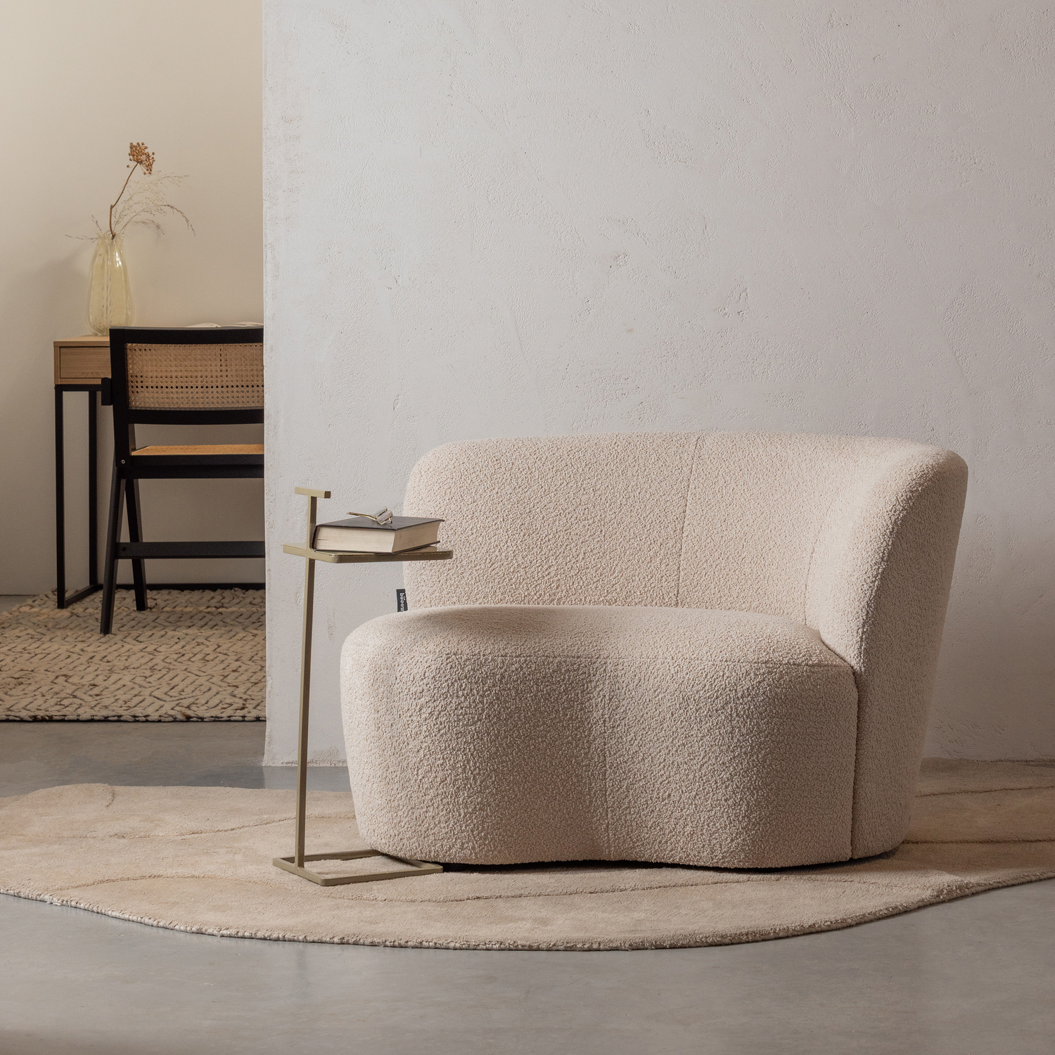 Sofa rechtsseitig STONE creme Boucle