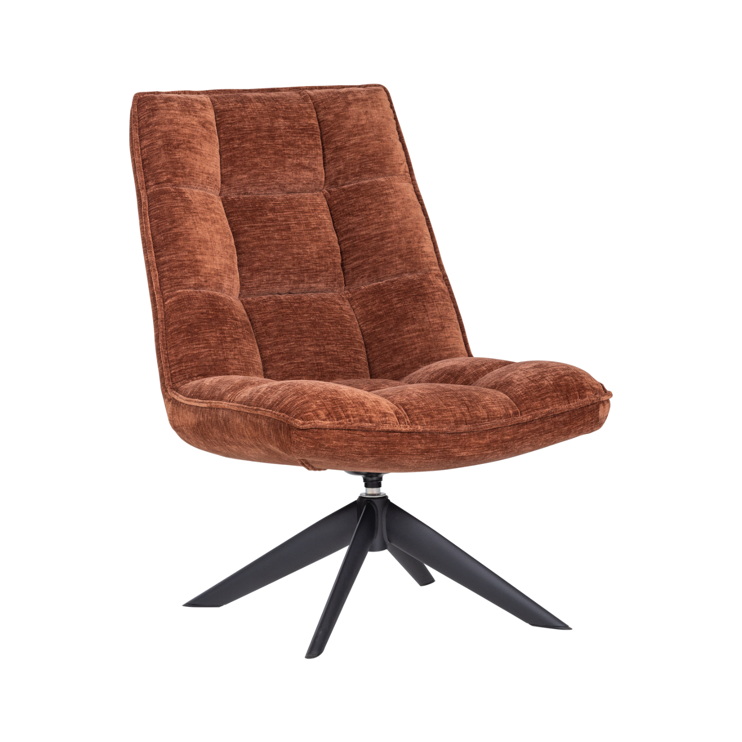JOUKE Swivel Armchair in Rusty Brown Chenille