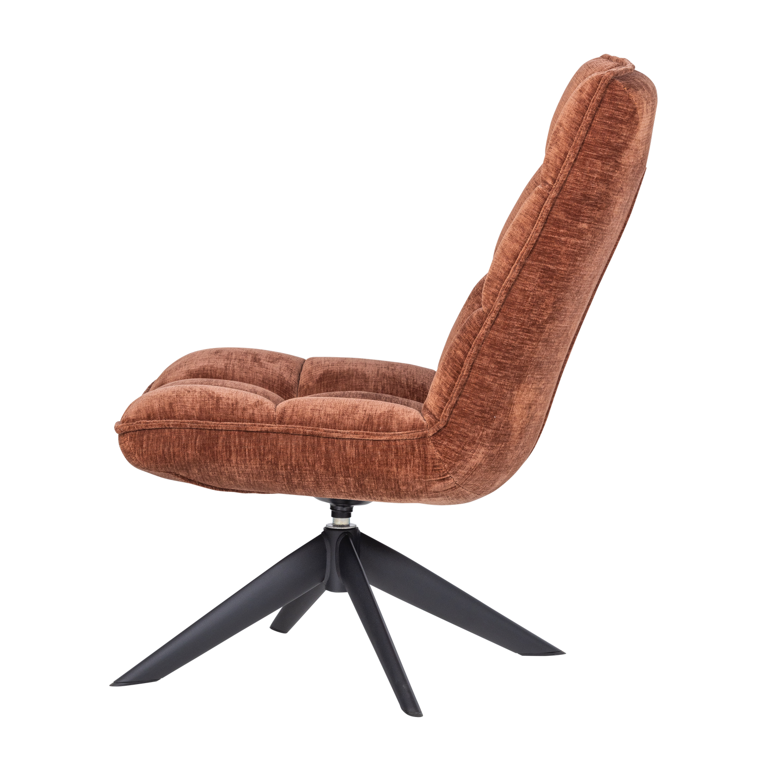 JOUKE Swivel Armchair in Rusty Brown Chenille