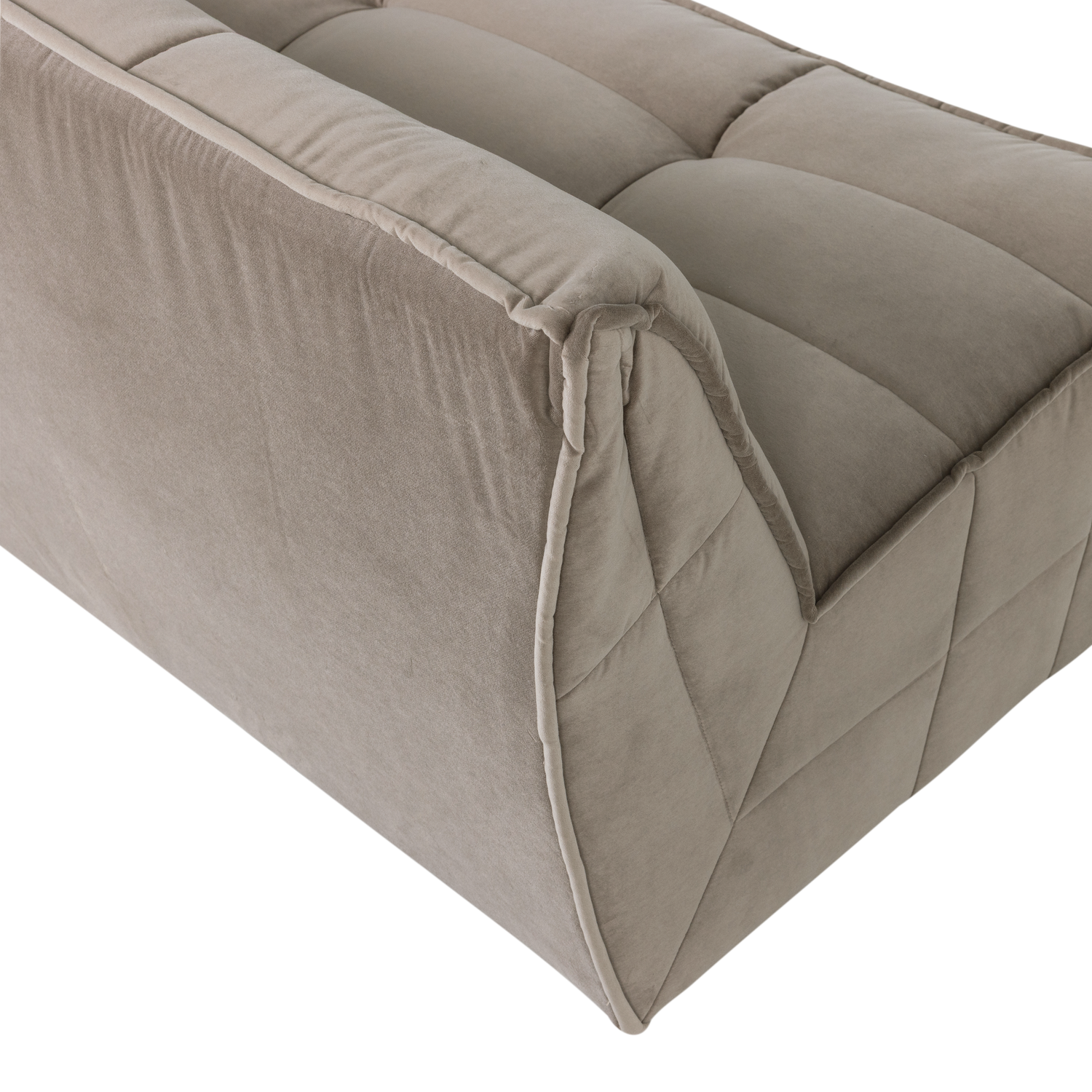 Sofa aksamitna CLUSTER - moduł 3-osobowy beżowy