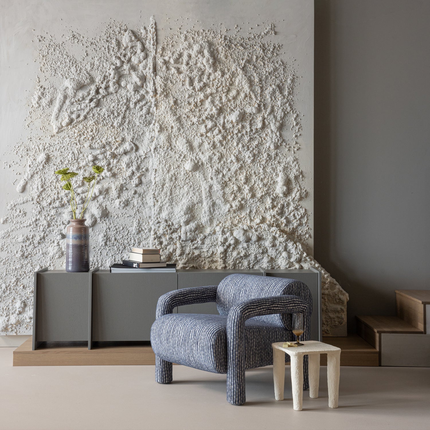 Fotel LENNY szary z niebieskim