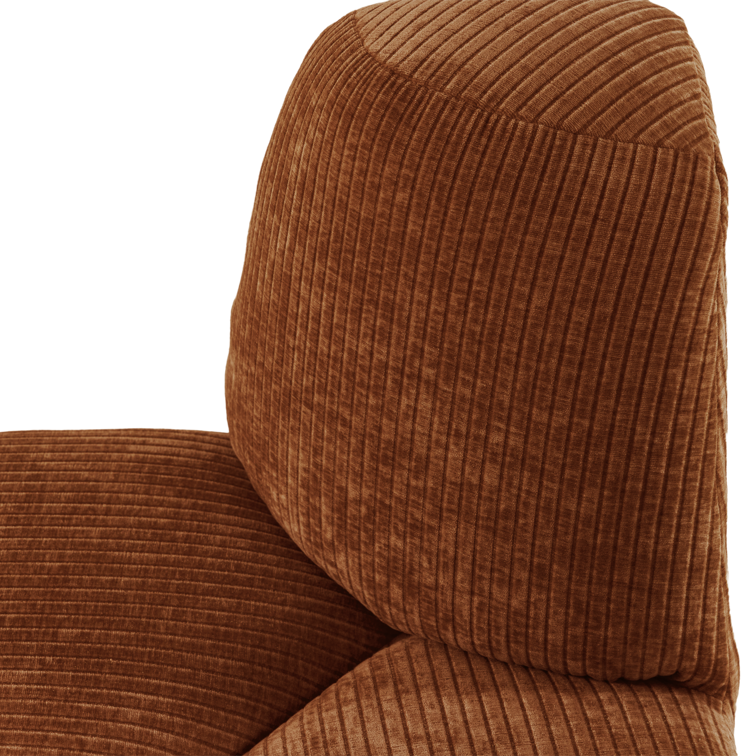 Modulares Sofa MOJO BENCH - abgerundetes Eckelement in ziegelbraunem Cord