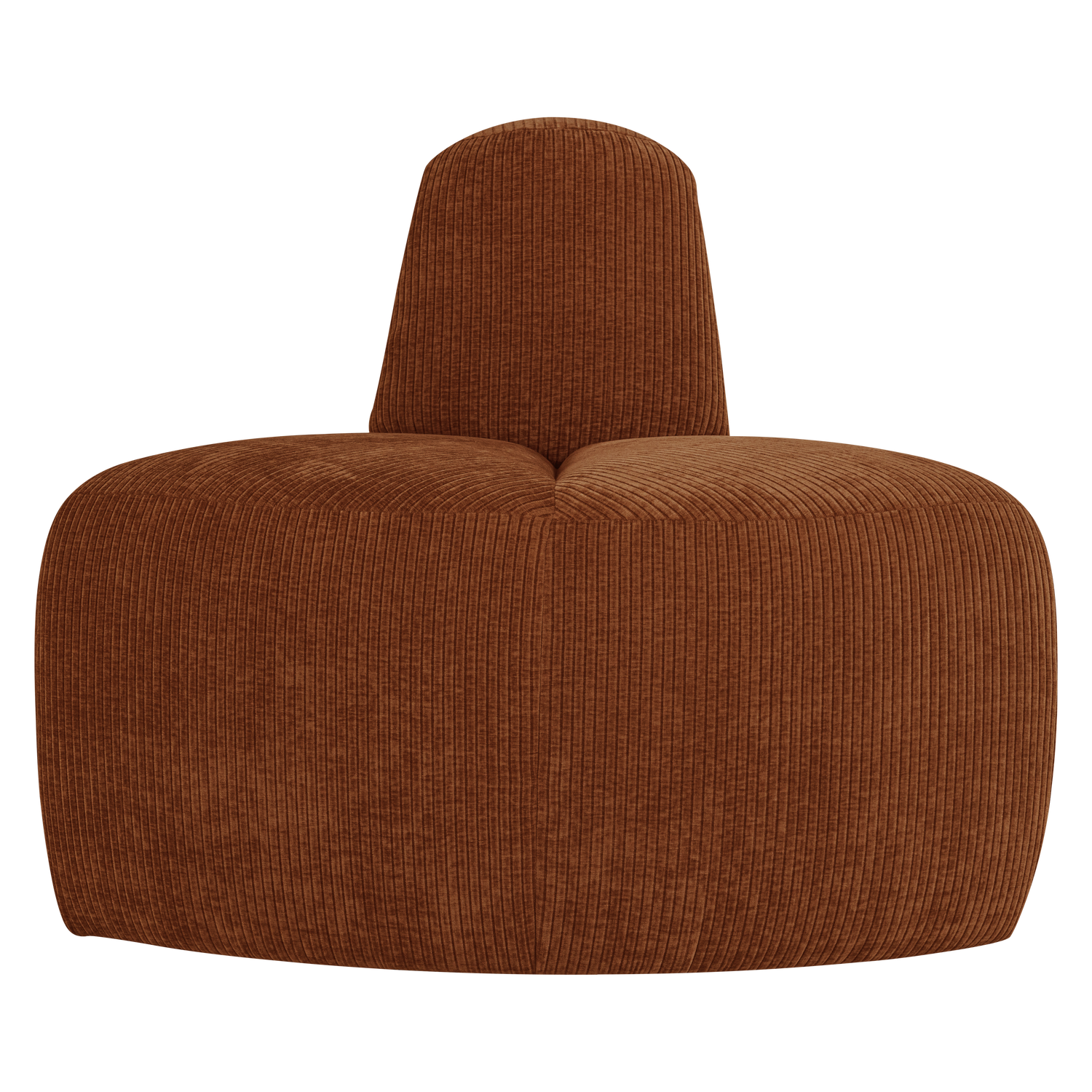Modulares Sofa MOJO BENCH - abgerundetes Eckelement in ziegelbraunem Cord