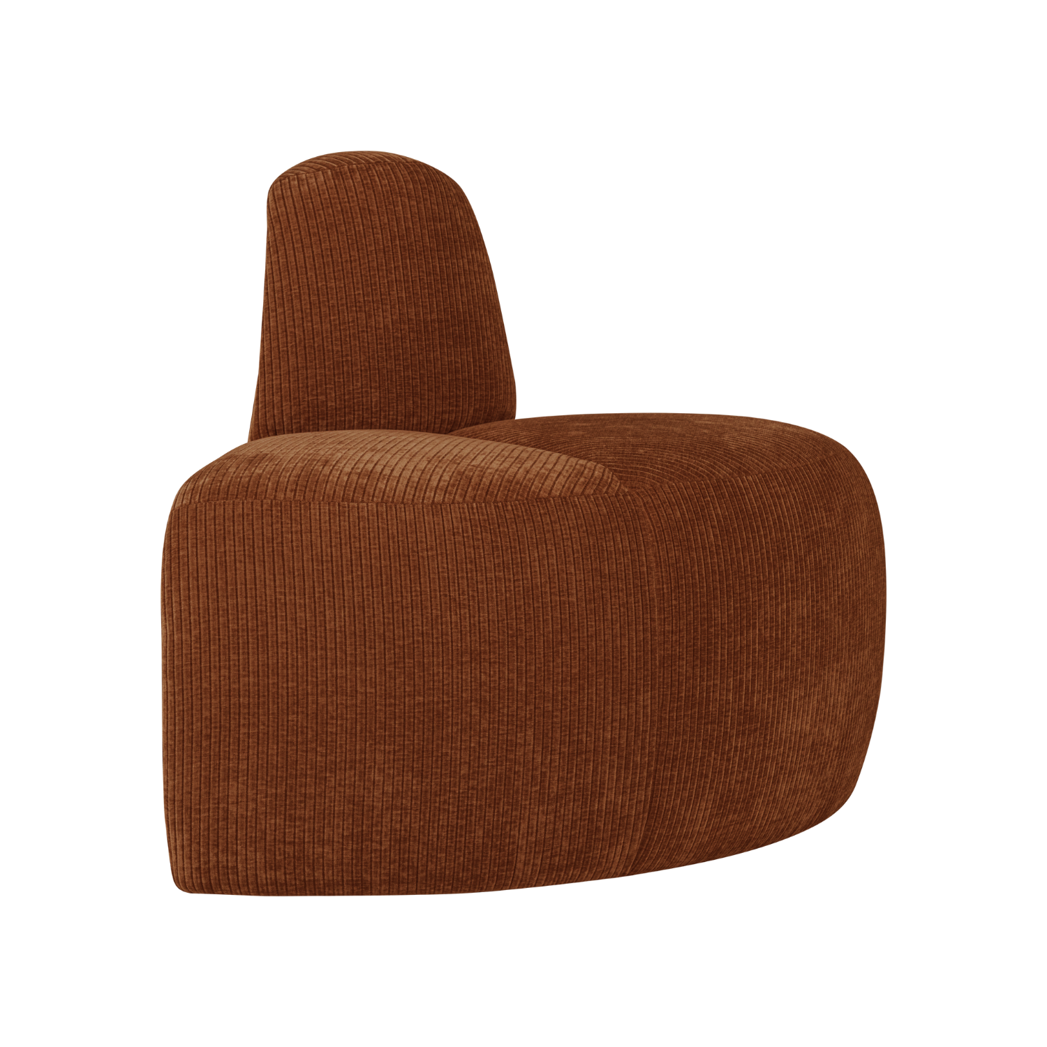 Modulares Sofa MOJO BENCH - abgerundetes Eckelement in ziegelbraunem Cord