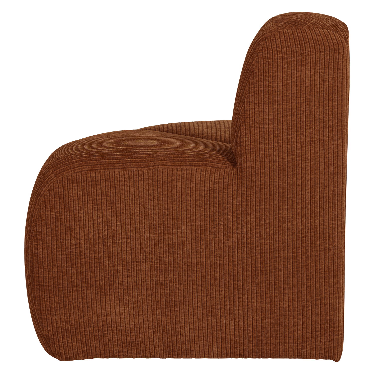Modulares Sofa MOJO BENCH - abgerundetes Eckelement in ziegelbraunem Cord