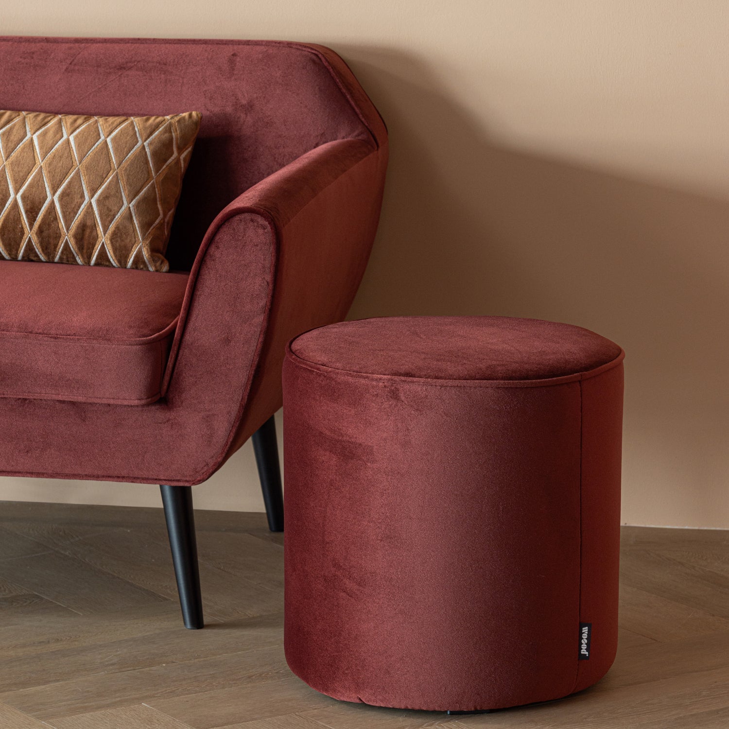 Burgundy Velvet Pouf SARA