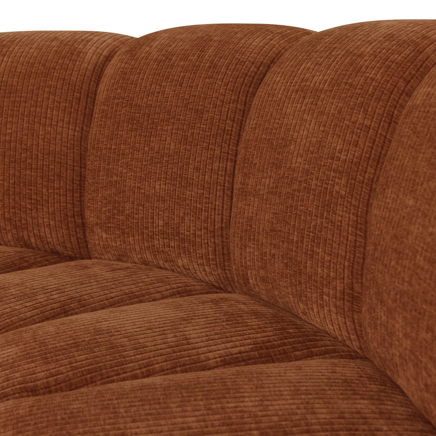 MOJO Modular Sofa - Curved Corner Element in Brick Brown Corduroy