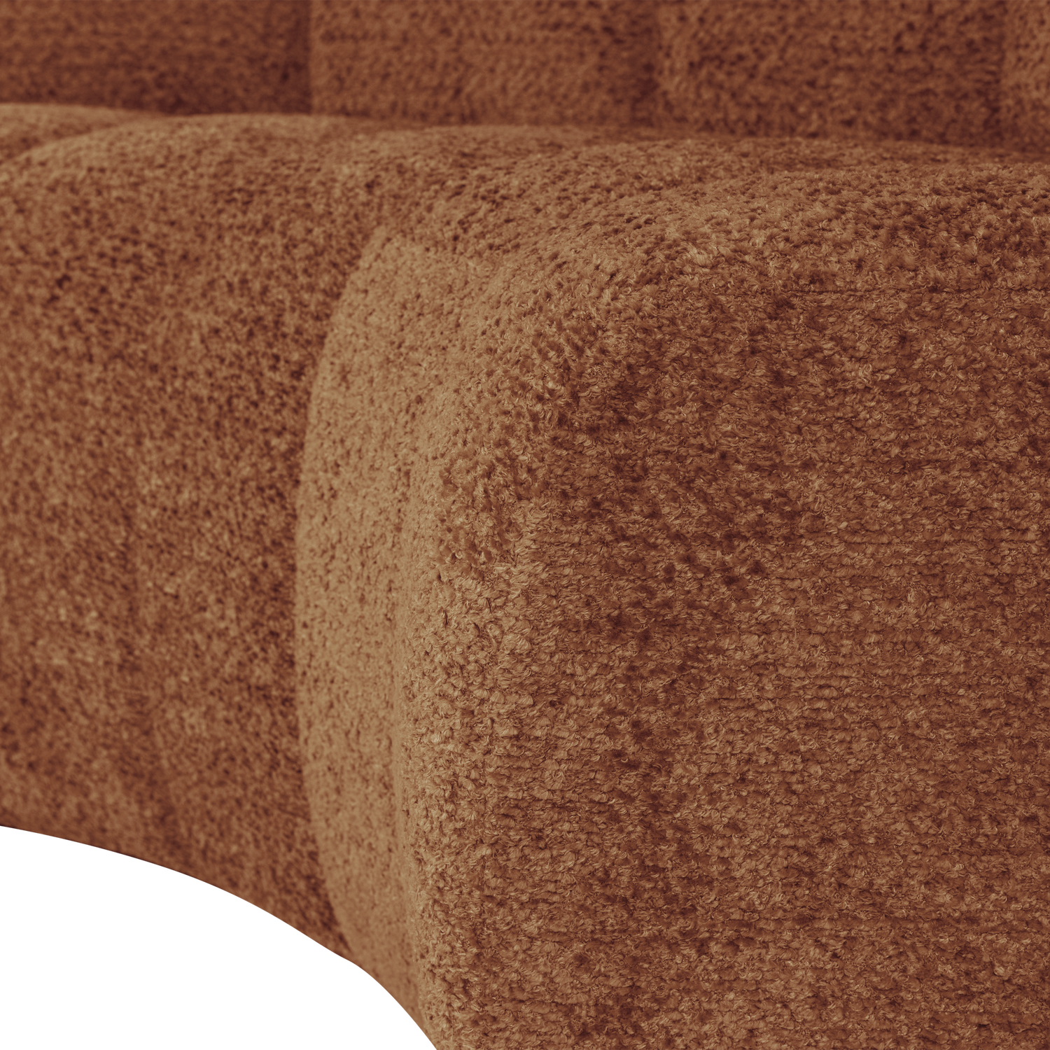 Sofa modułowa MOJO BENCH - element narożny półokrągły rdzawy brązowy baranek