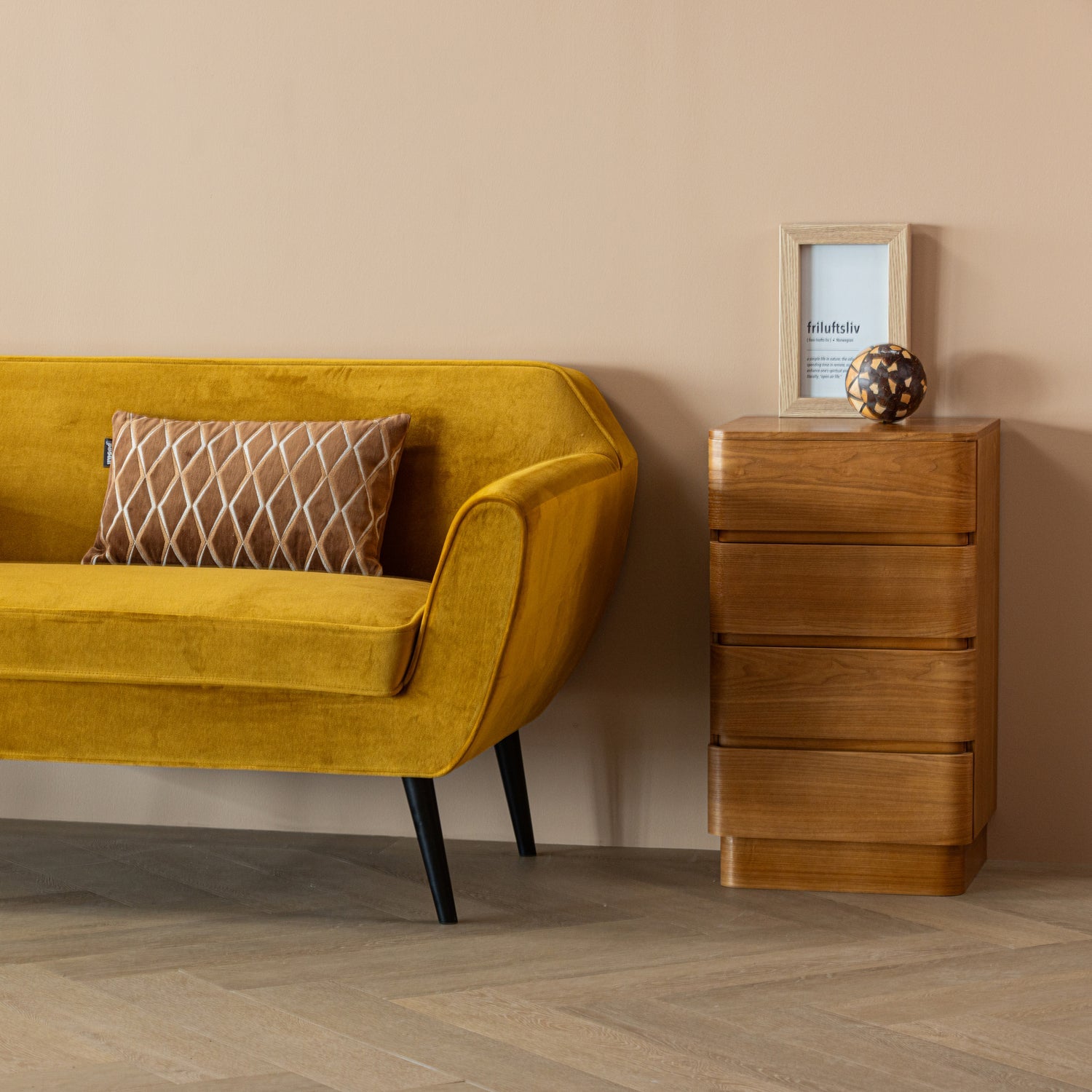 Sofa aus Samt 2-sitzig ROCCO senfgelb