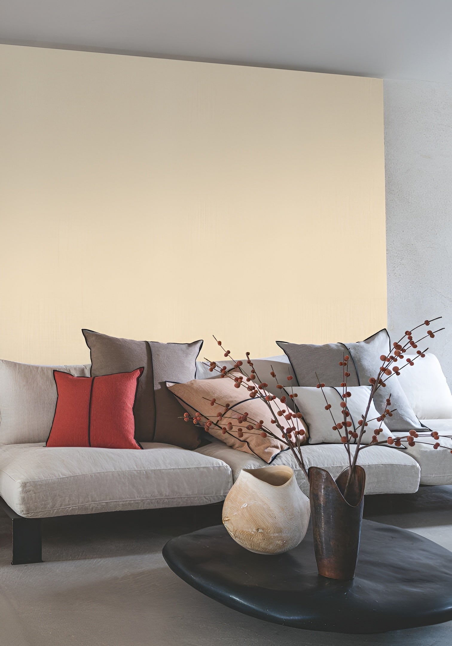 Structural wallpaper resembling linen canvas SHINOK - COQUILLE warm sandy