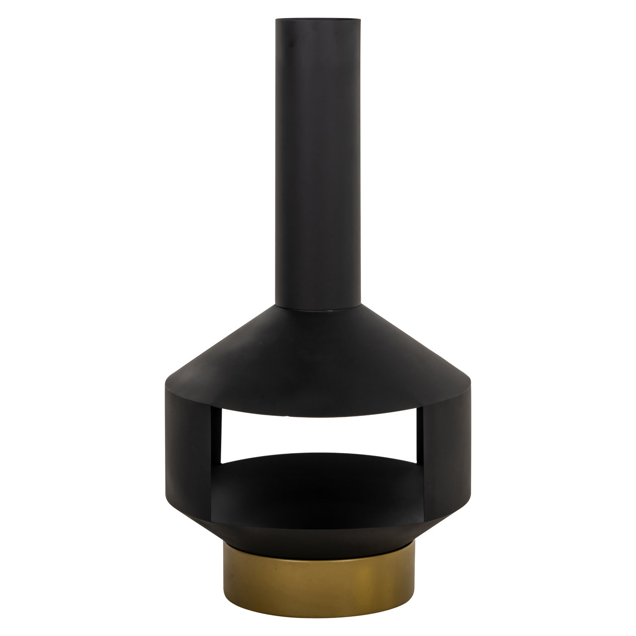 QUINN black garden fireplace with a gold base