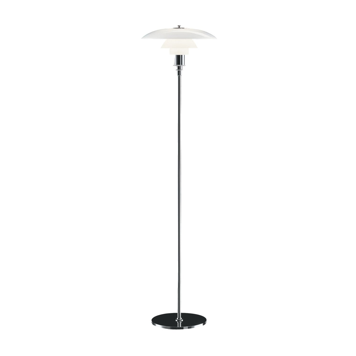 PH 3½-2½ white floor lamp with chrome base