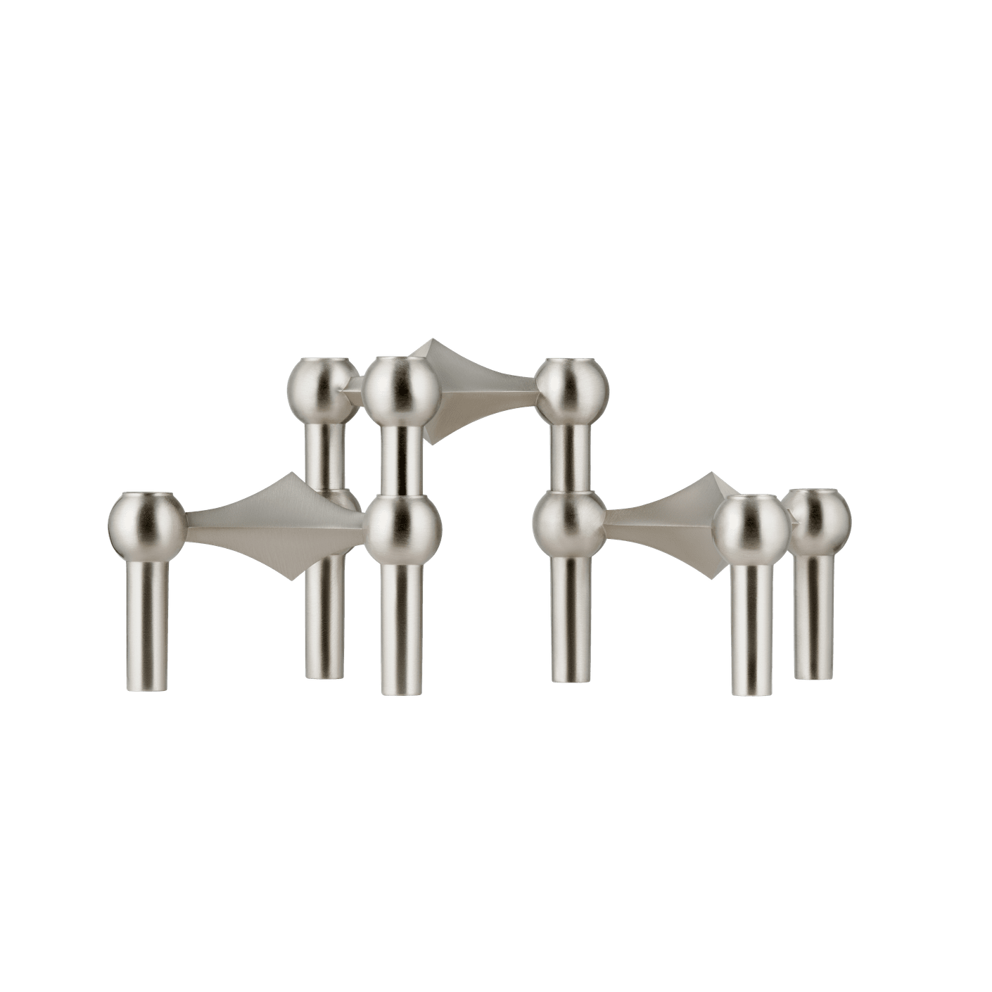 Set von Kerzenhaltern STOFF NAGEL gebürstetes Chrom