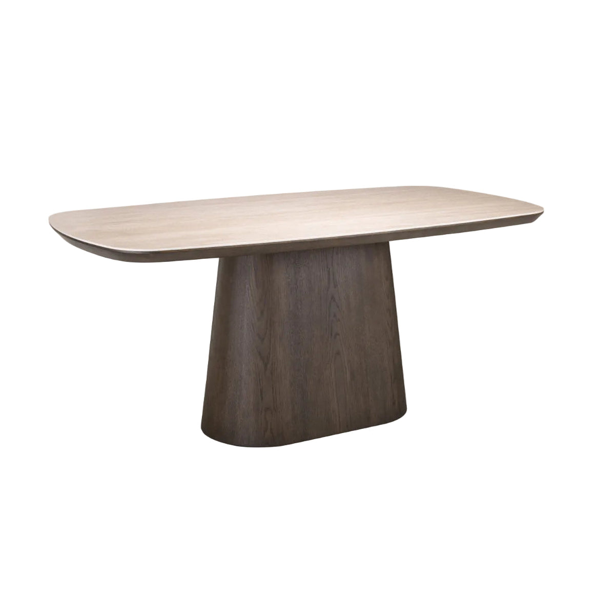 Ovaler Tisch RITZ beige Keramik mit Holzgestell