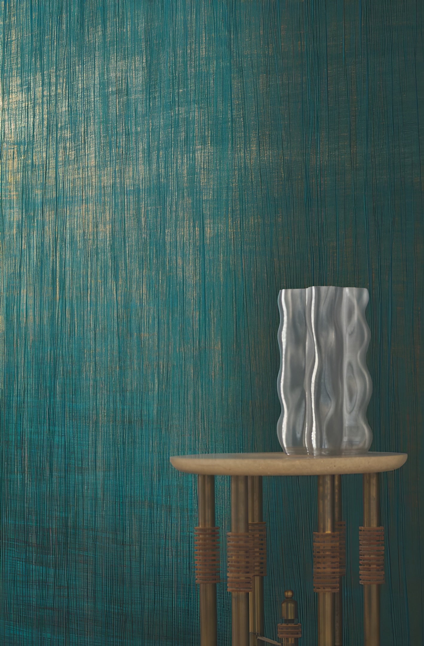 Pleated structural textile wallpaper RAI - SABLE sand