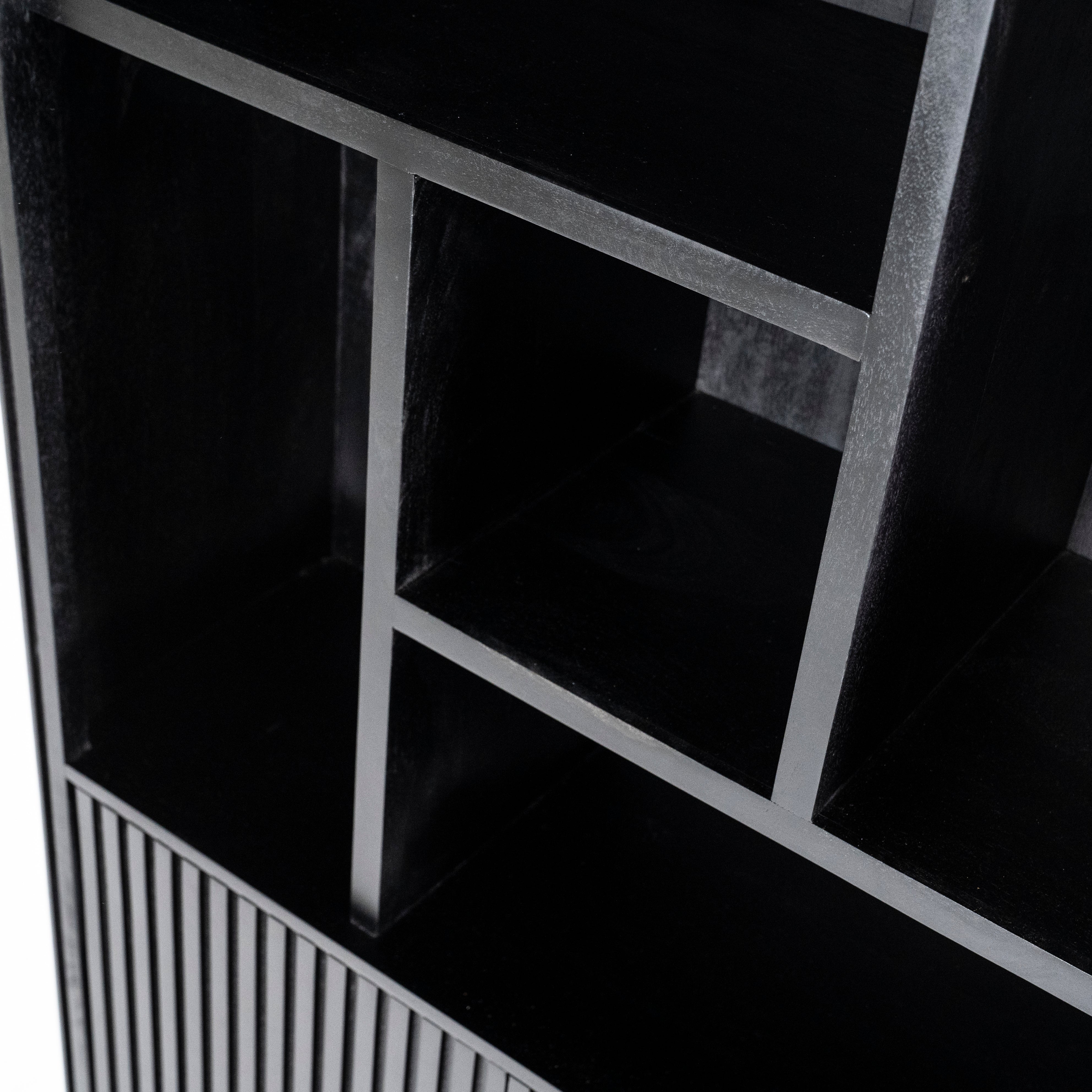 Regál REMI czarne drewno mango