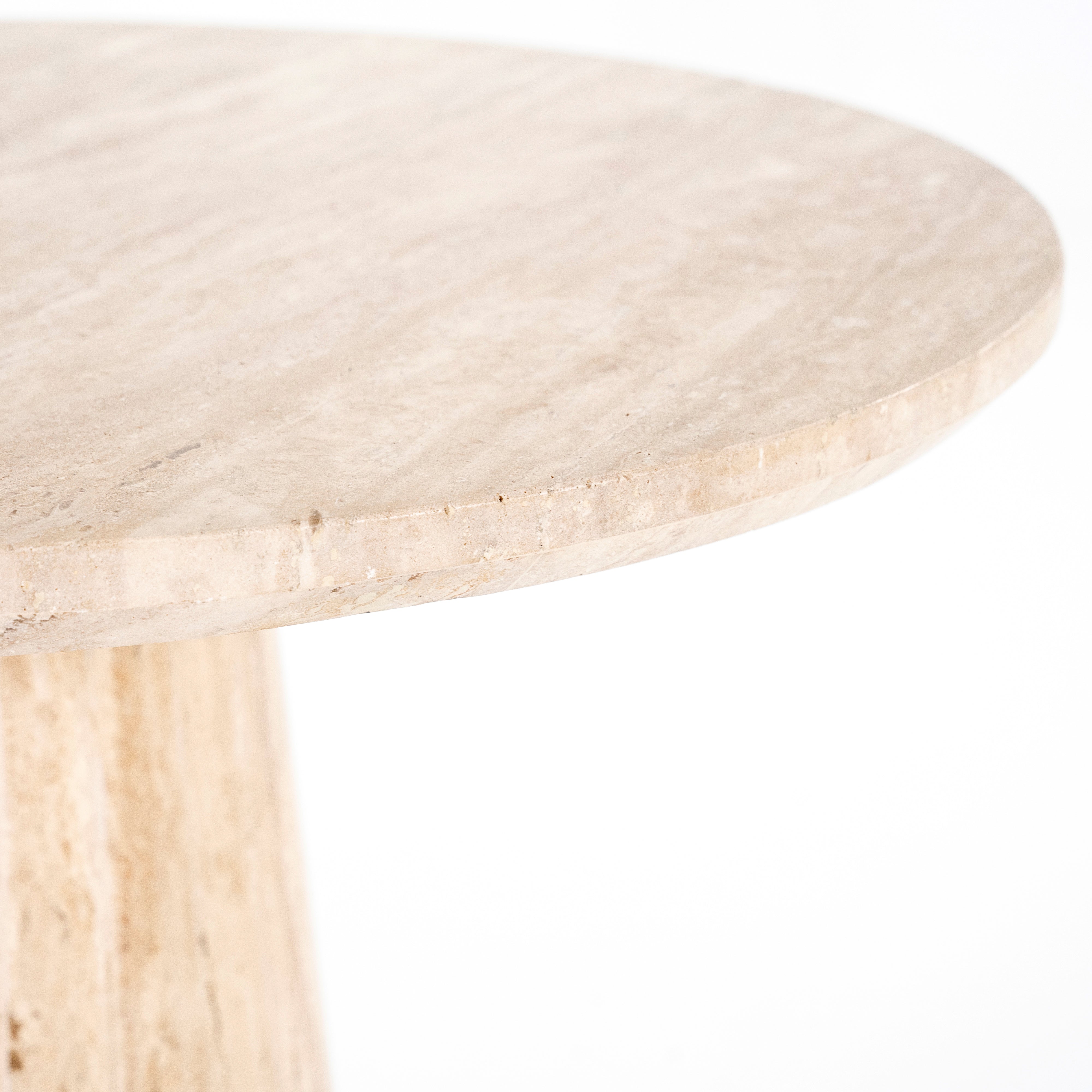 AIME Light Beige Round Café Table Travertine