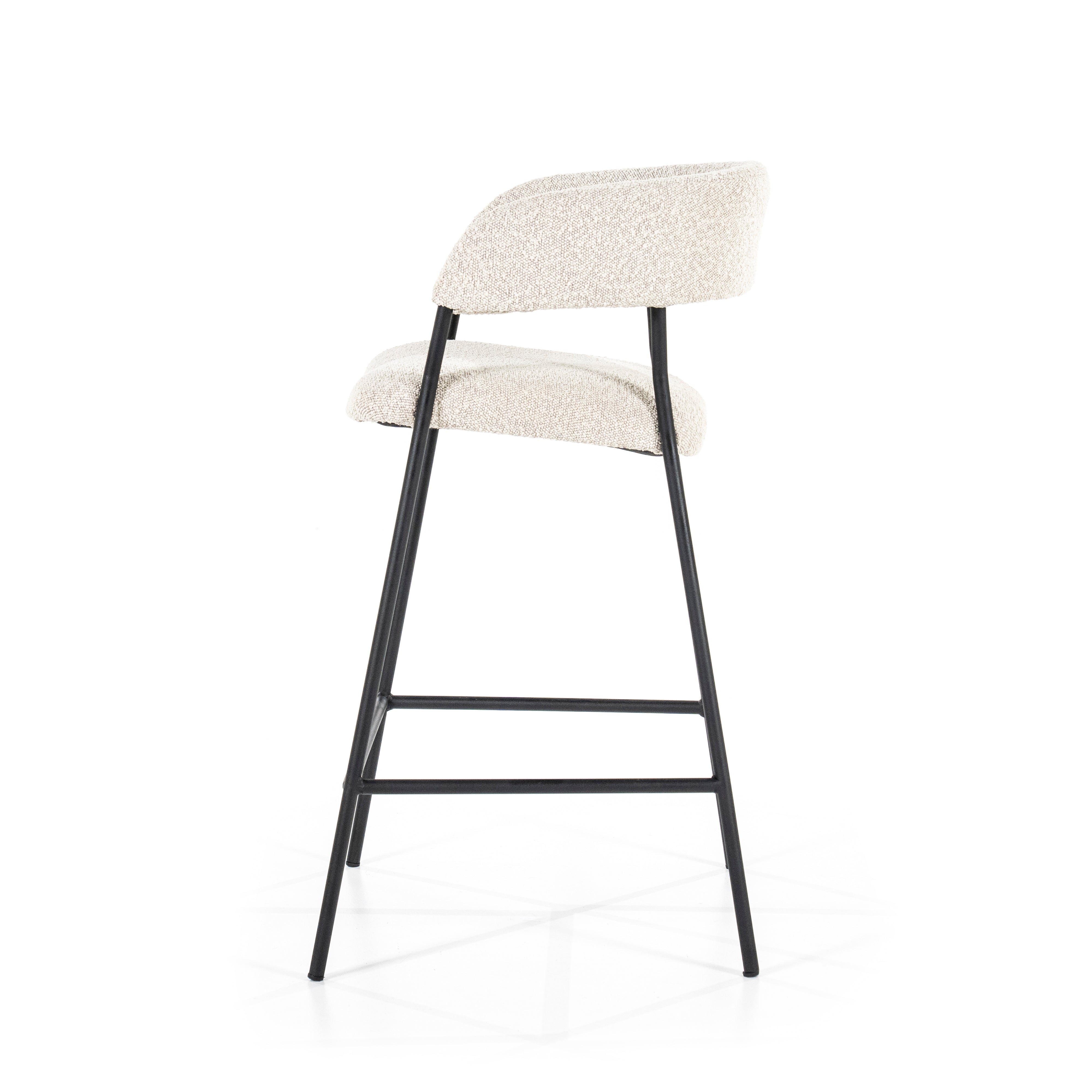 Beige LUKA Stool with Black Base