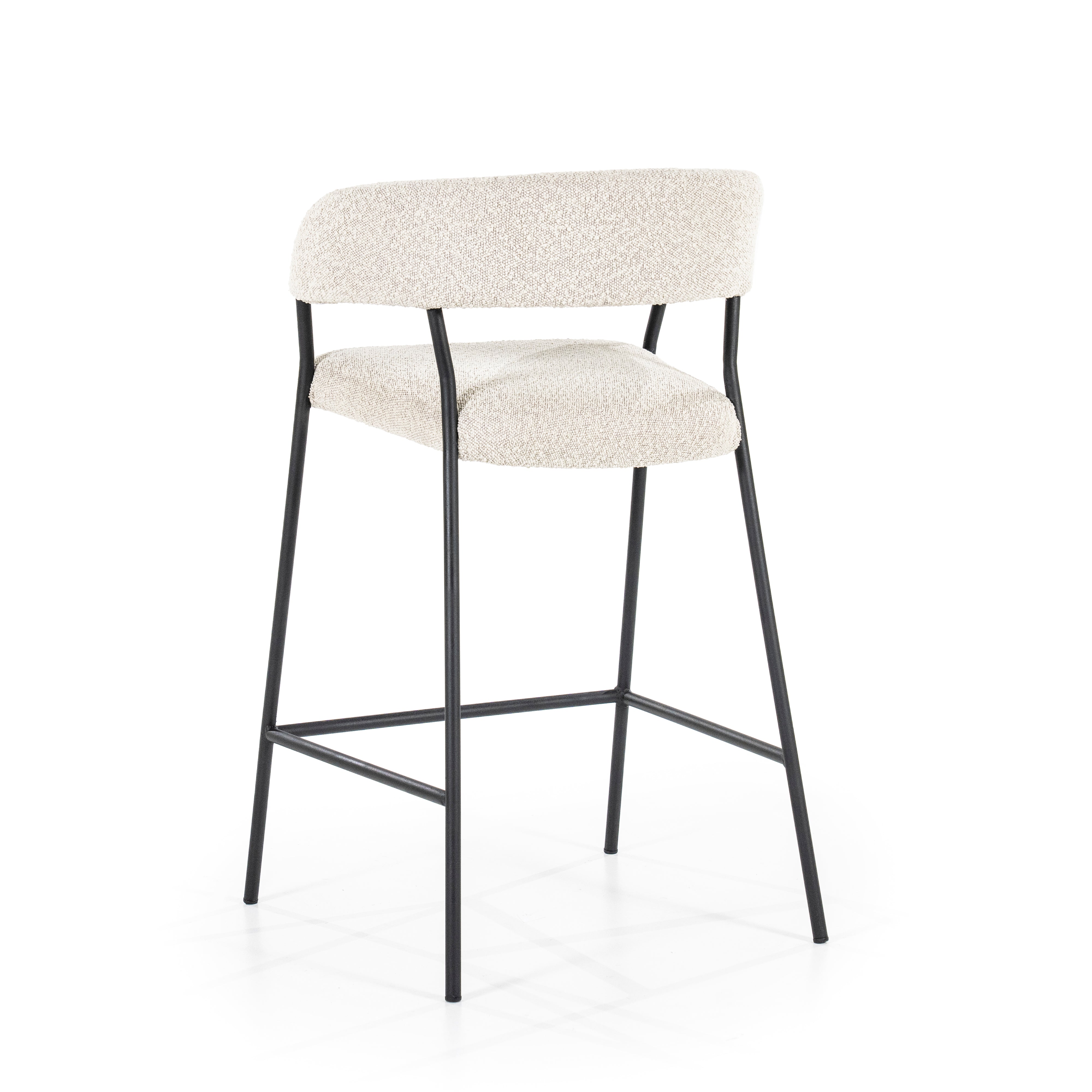 Beige LUKA Stool with Black Base