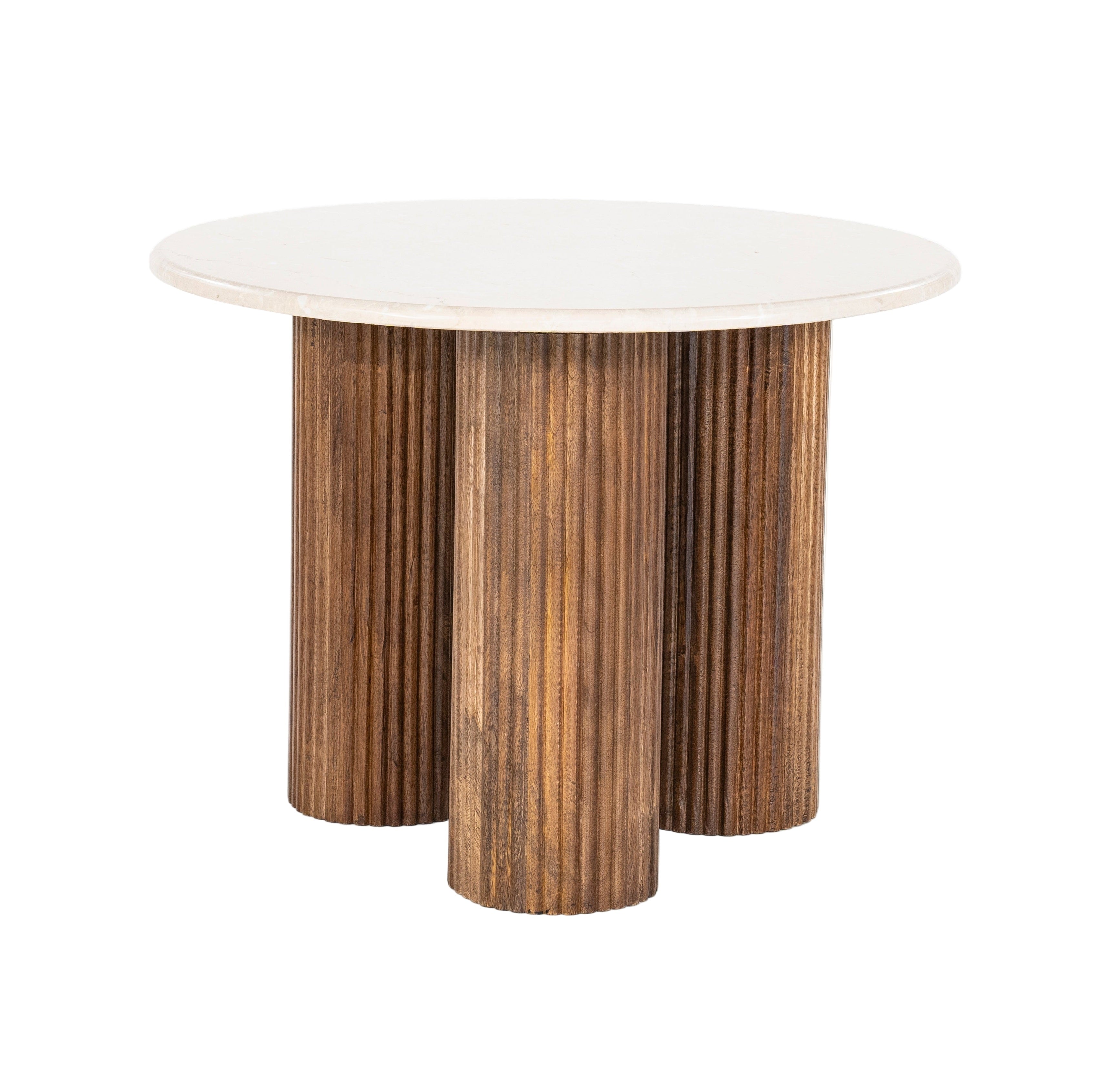 Stolik boczny XAVI drewno mango z marmurowym blatem