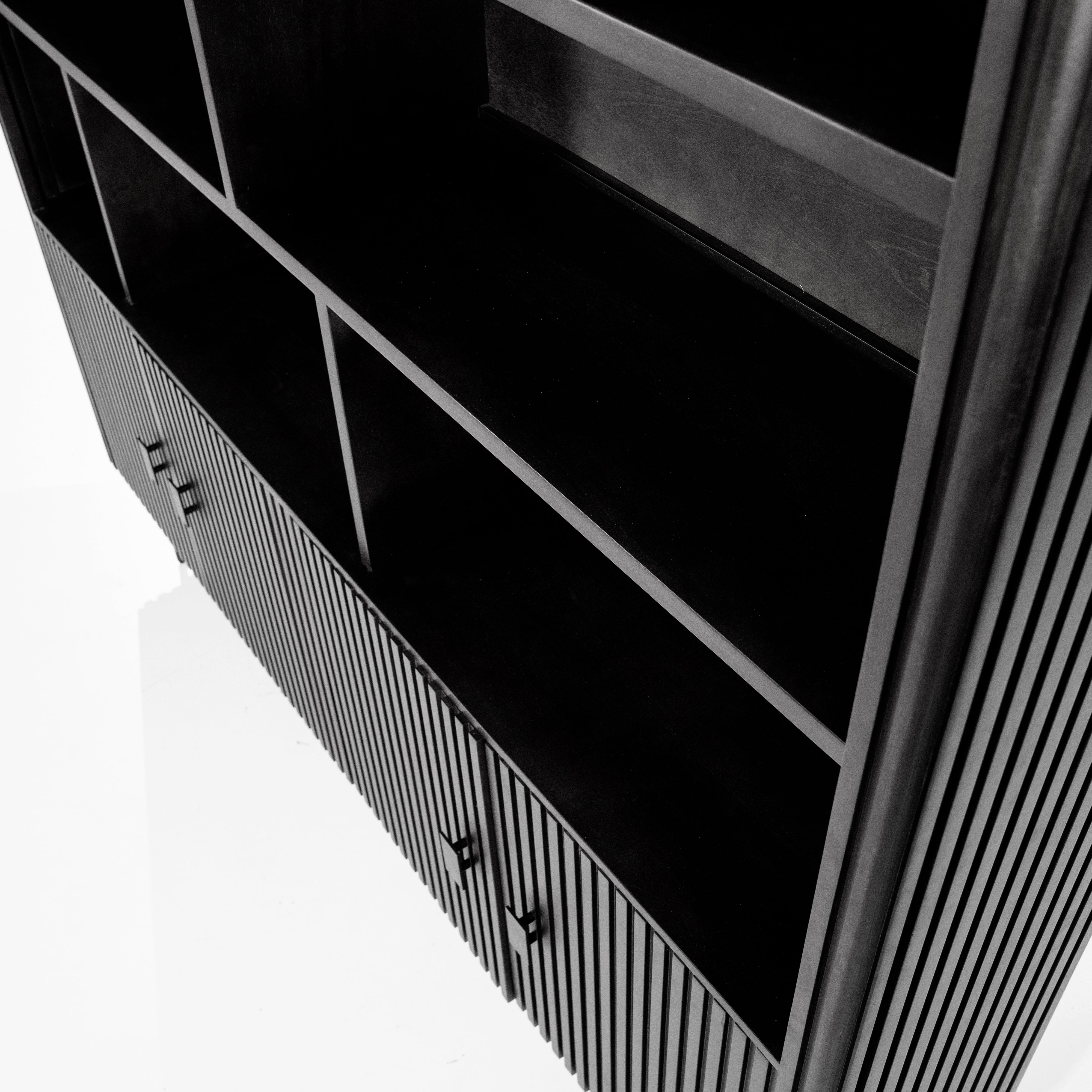 Regál REMI czarne drewno mango