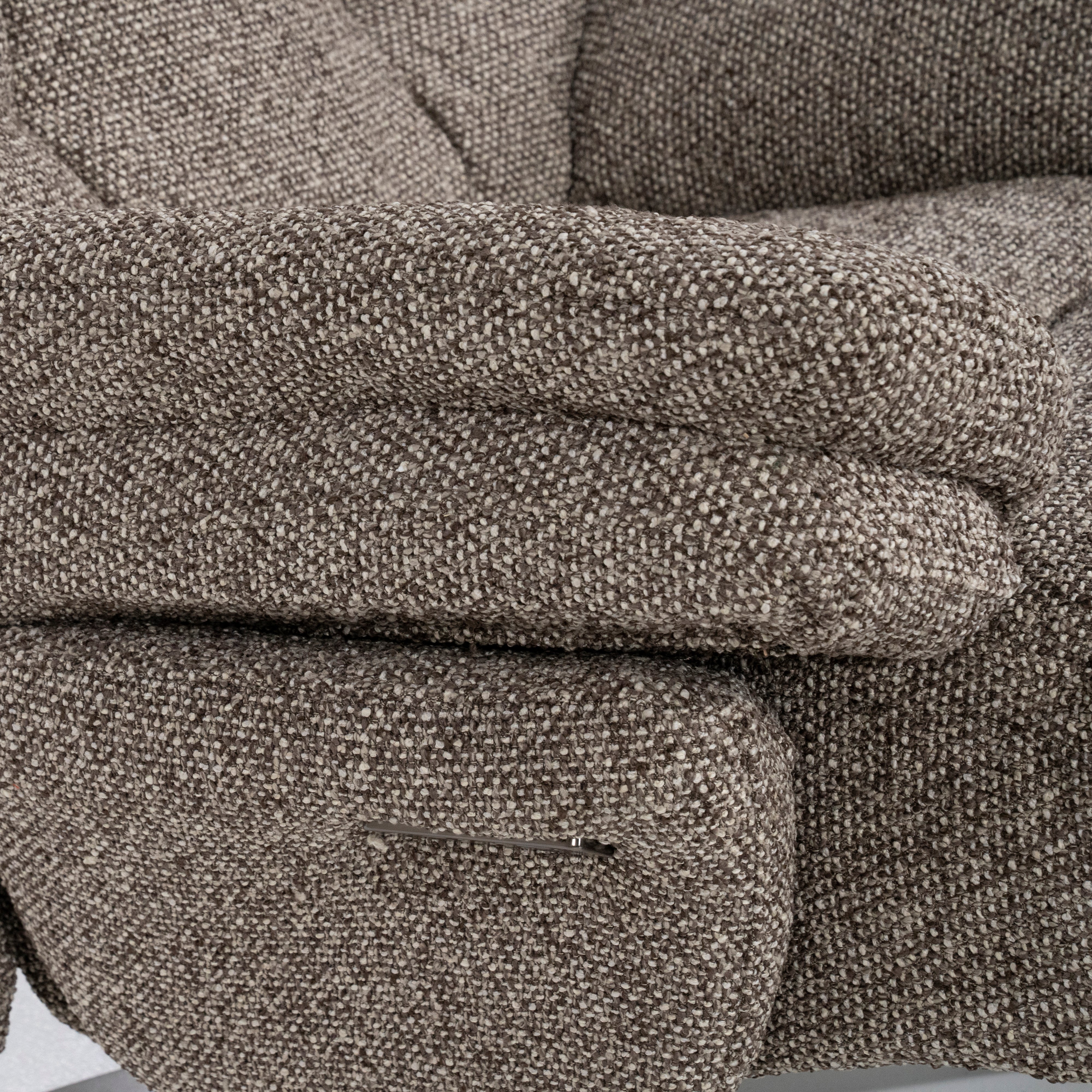 Fotel z podnóżkiem CALEB ciemnobeżowy z czarną podstawą