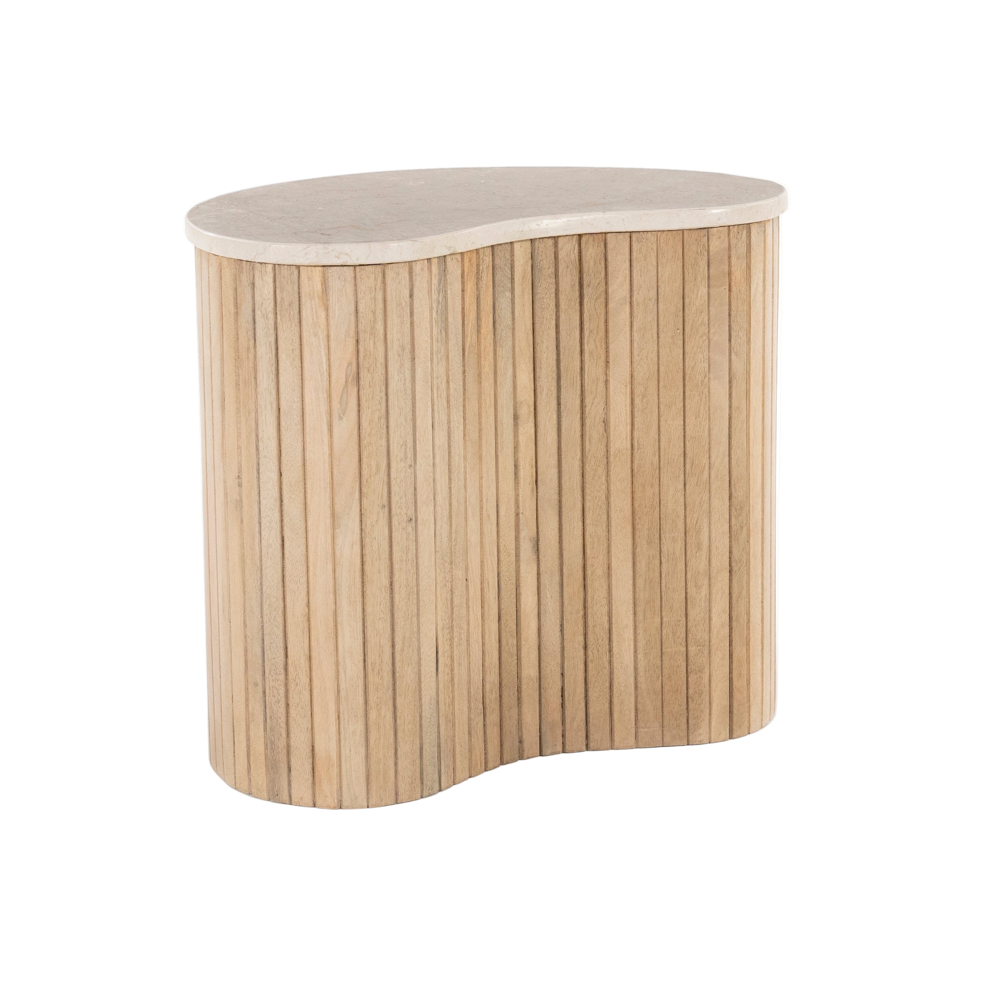 KIRA Side Table Mango Wood with Marble Top
