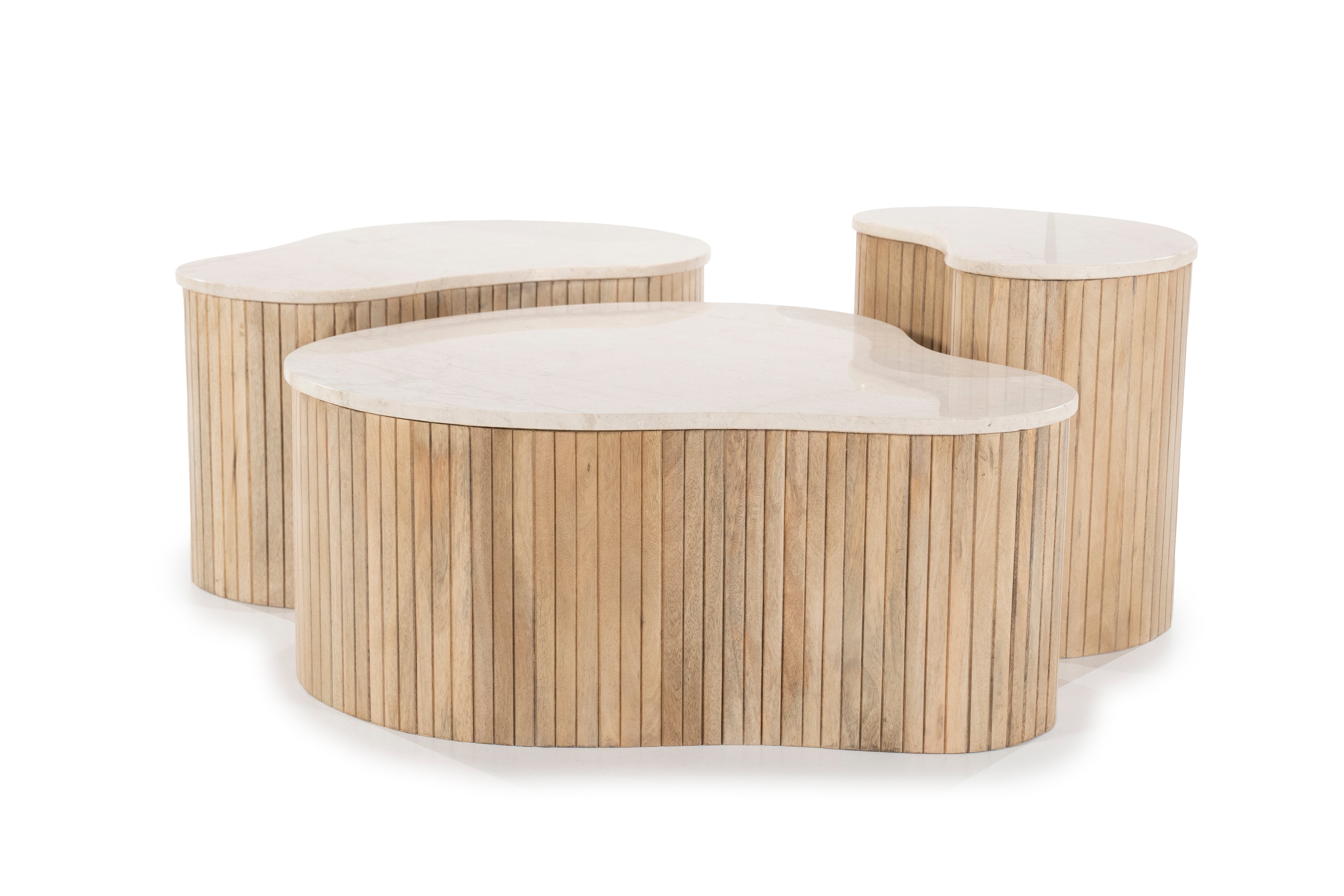 KIRA Side Table Mango Wood with Marble Top