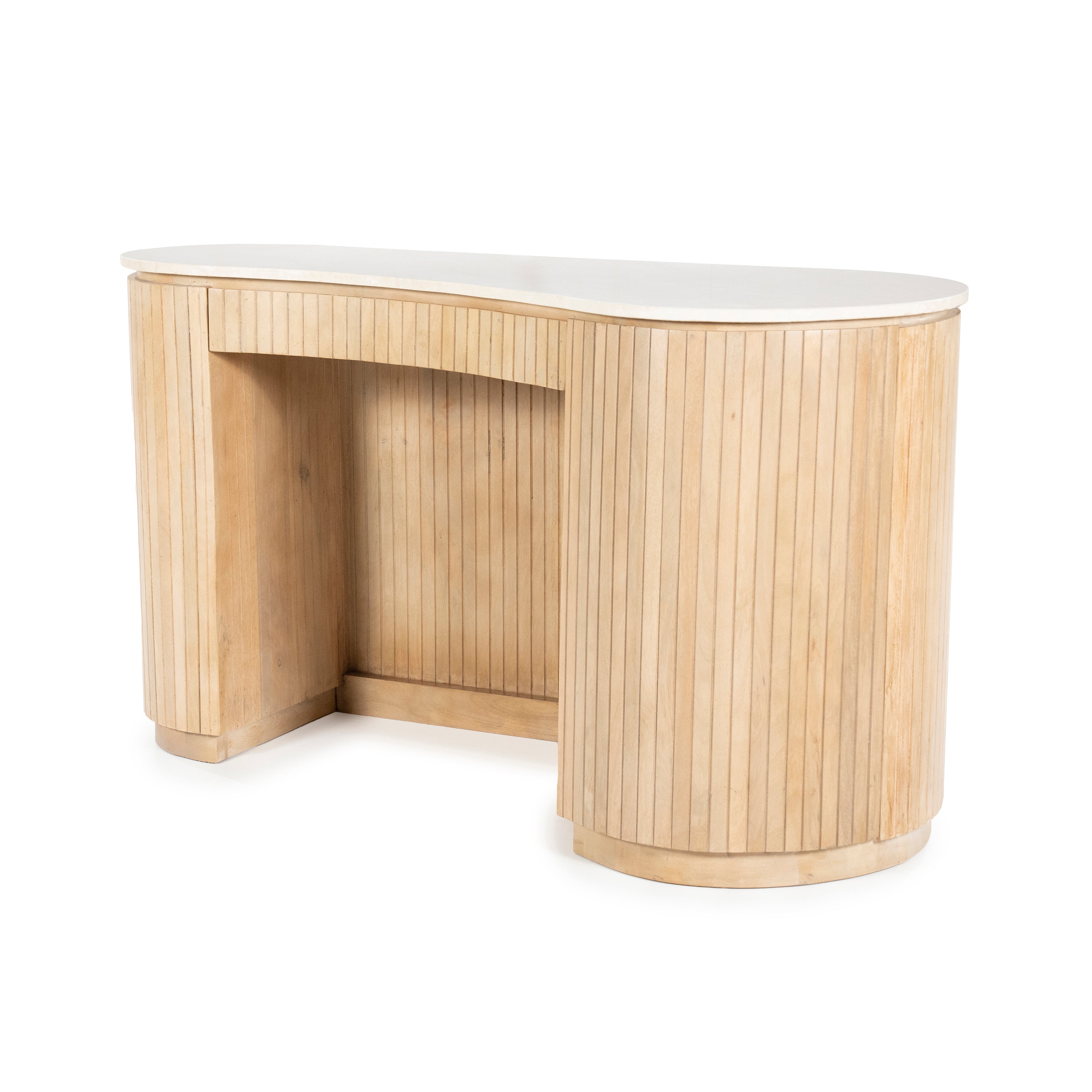 Biurko KIRA drewno mango z marmurowym blatem