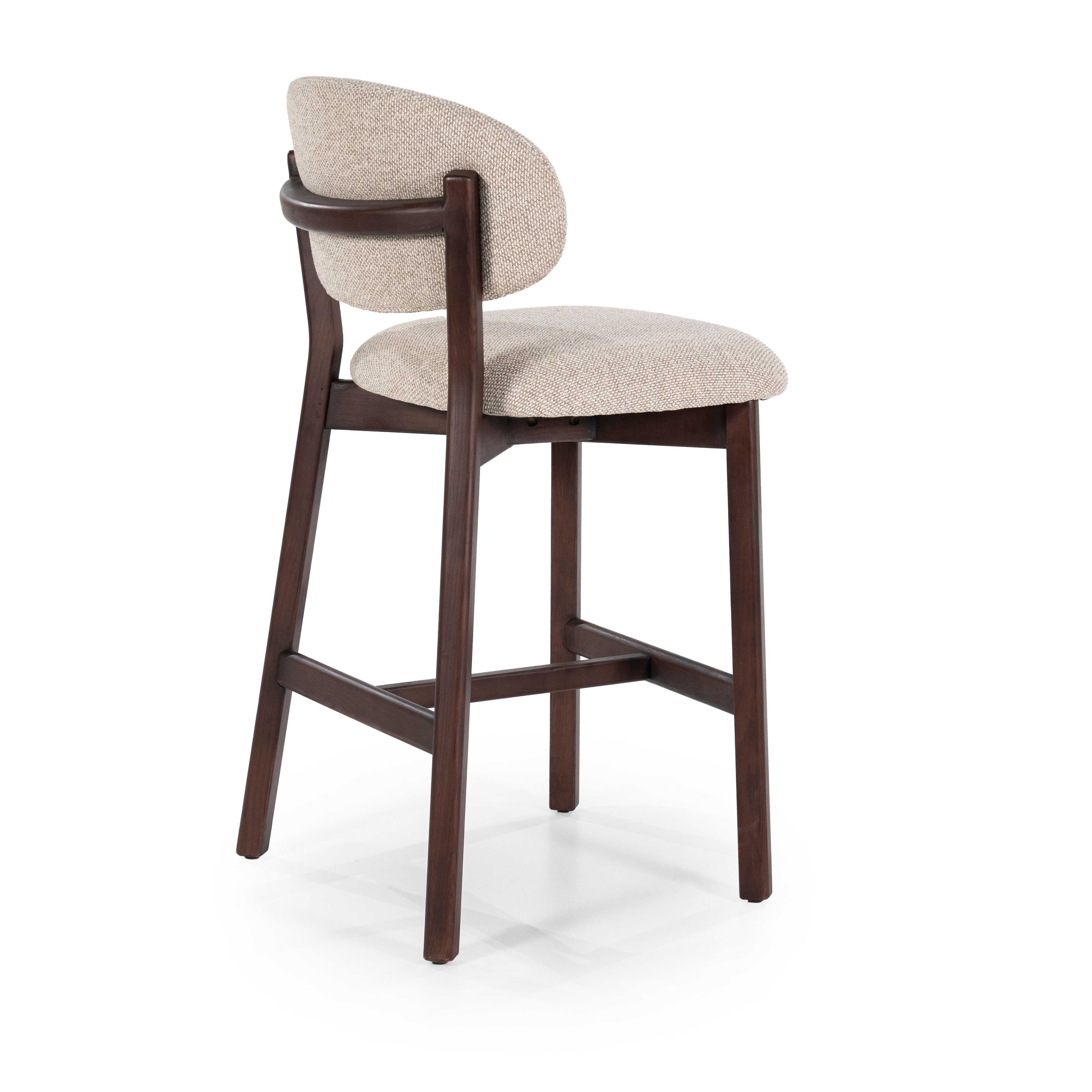 Hocker MIKKY taupe mit dunklem Eichenfuß