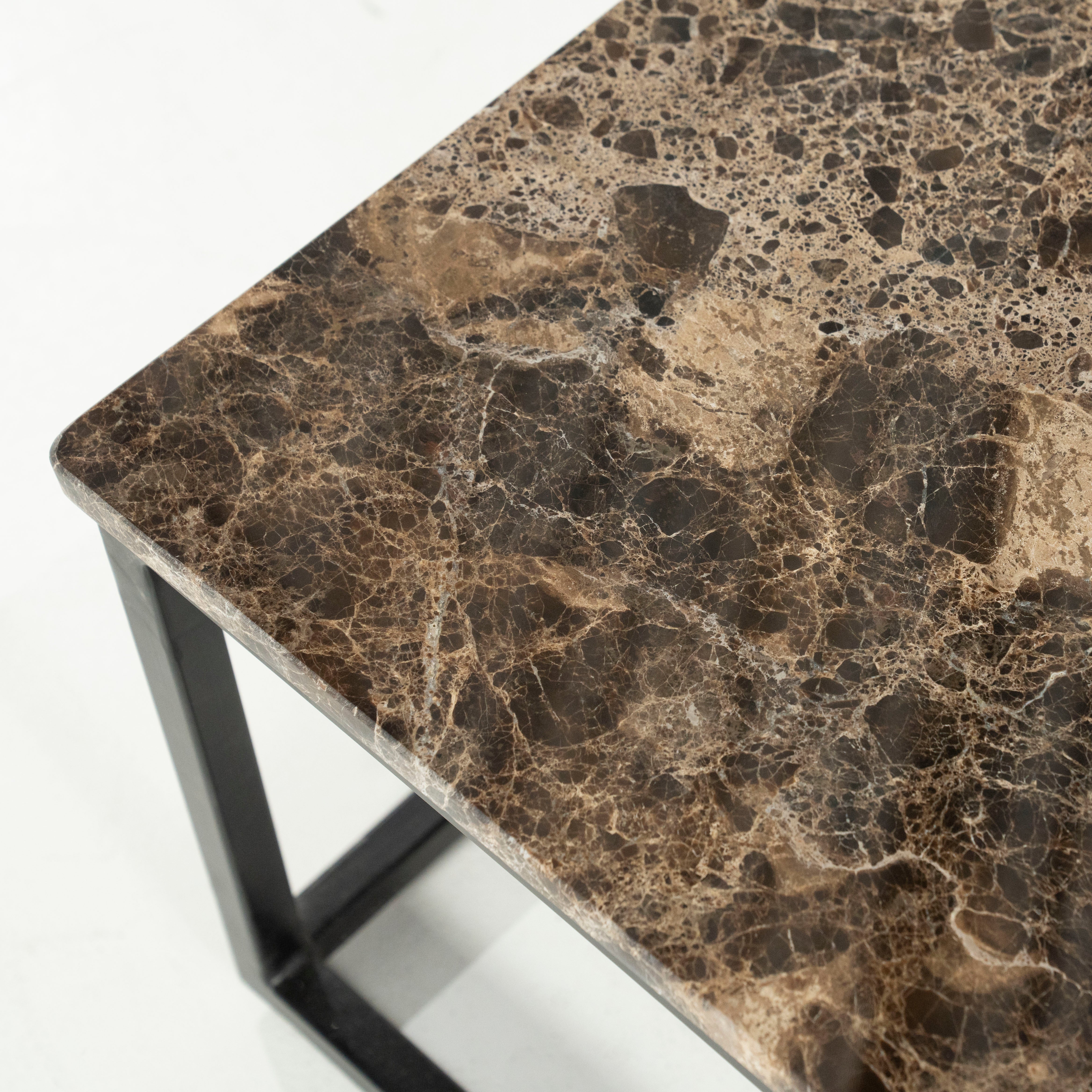 RICO dark brown marble coffee table with a metal base