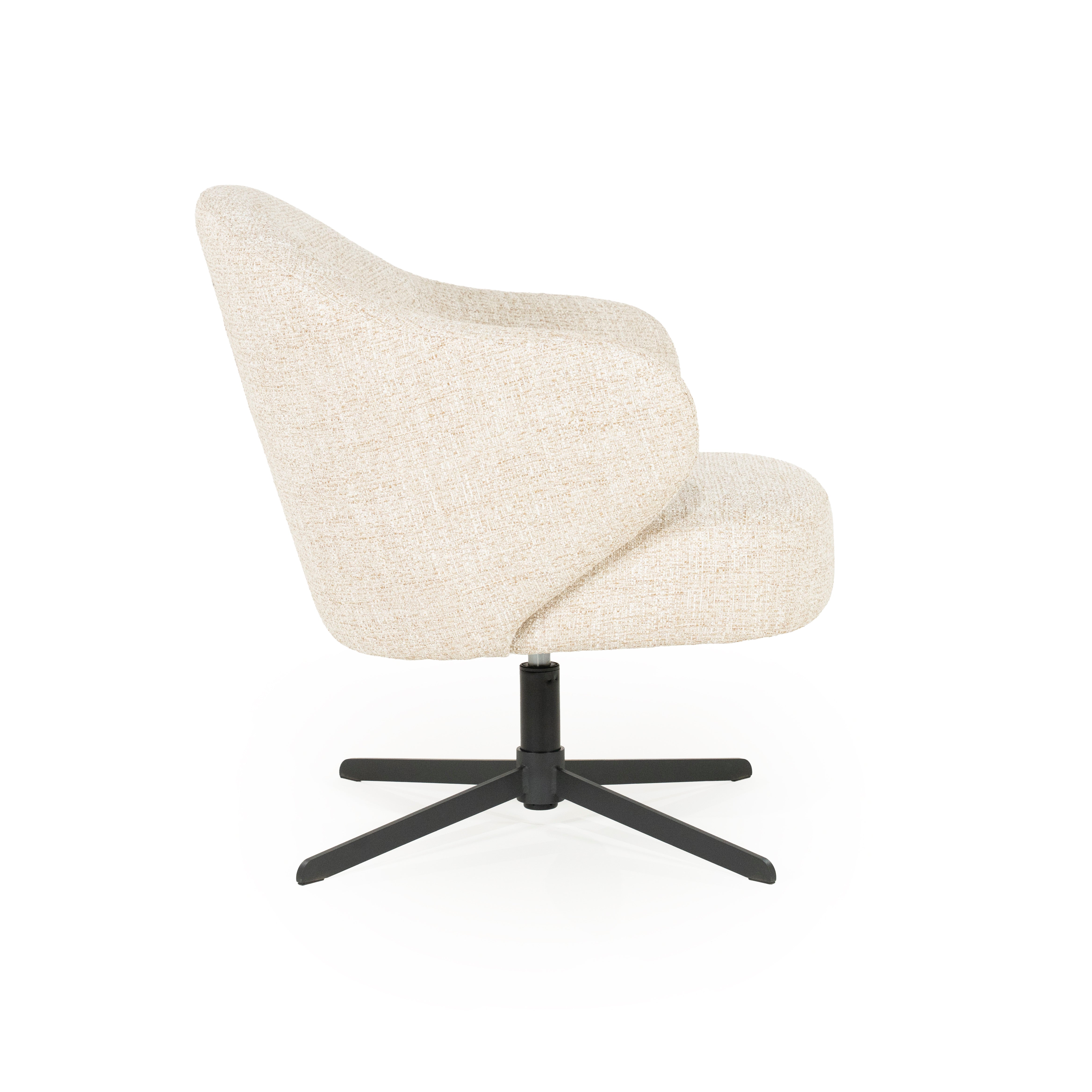CONNOR light beige swivel armchair with black base