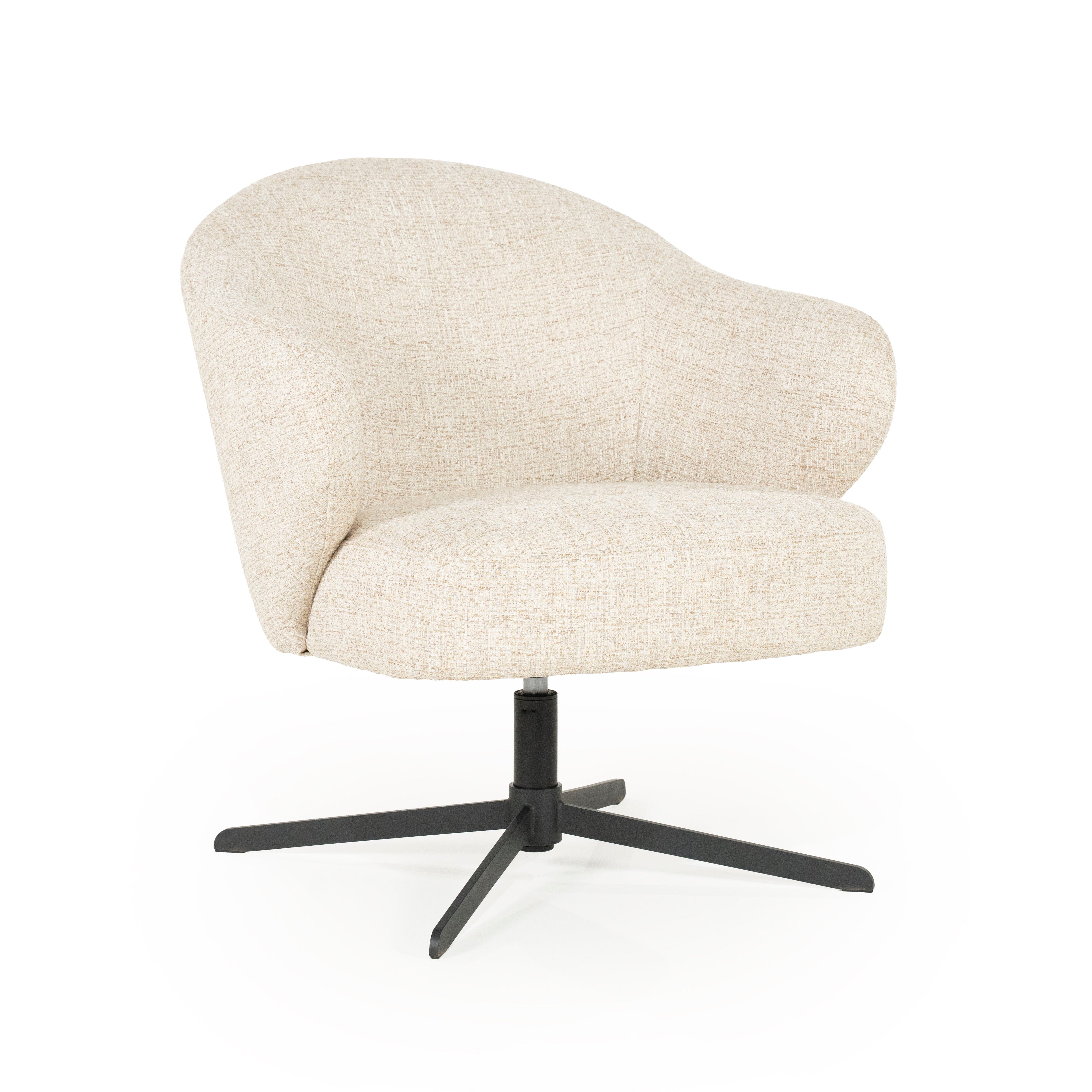 CONNOR light beige swivel armchair with black base