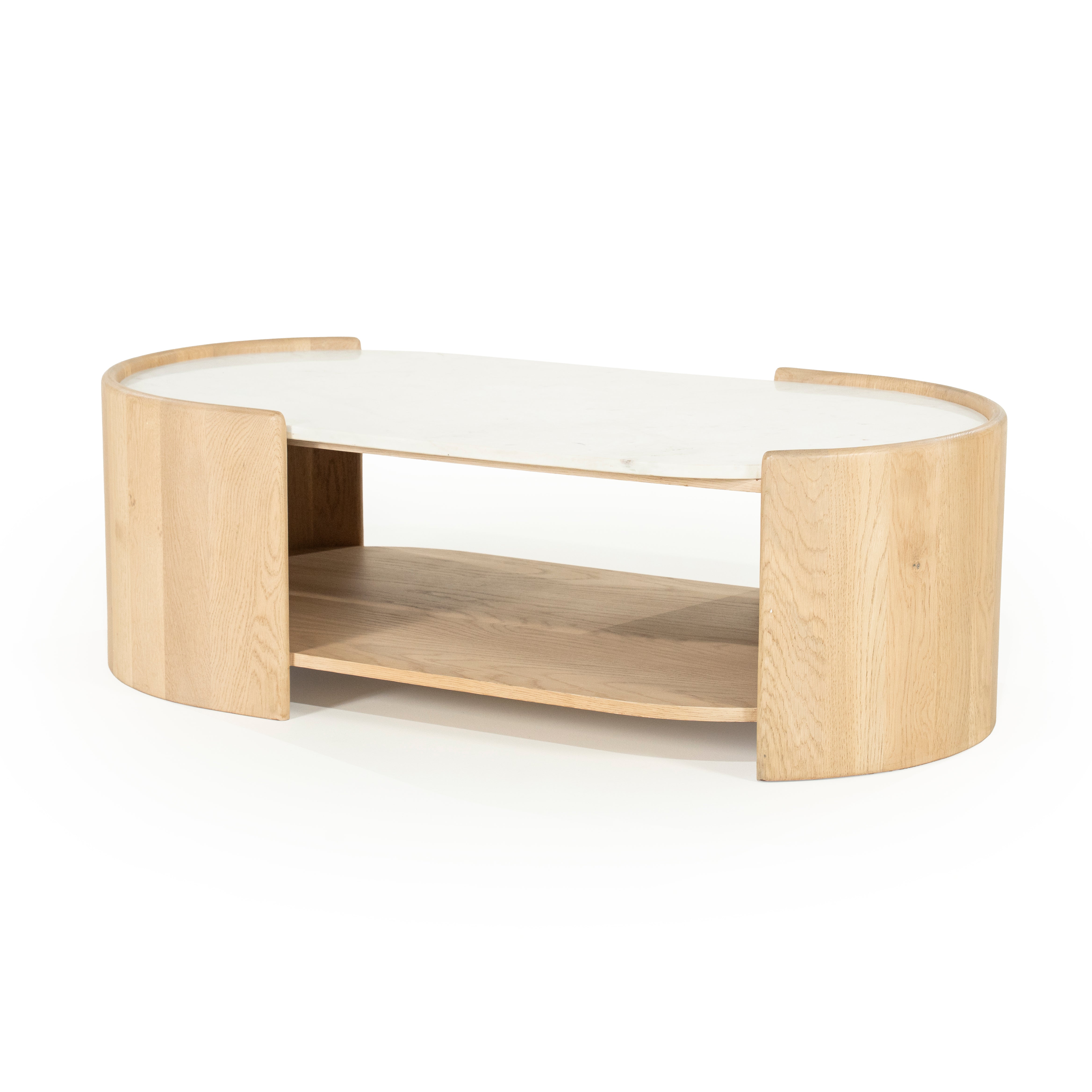 Couchtisch DON aus Eichenholz mit Marmorplatte